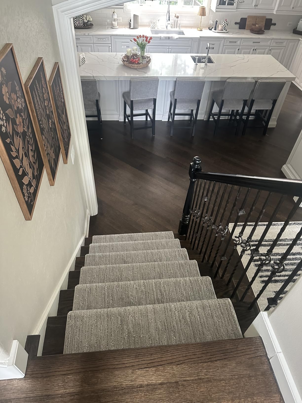Oak Valley Designs Rounded Bullnose Carpet Stair Treads - Anti Slip Indoor Stair Treads for Wooden Steps, Style: Brindle, Cottonwood, 31