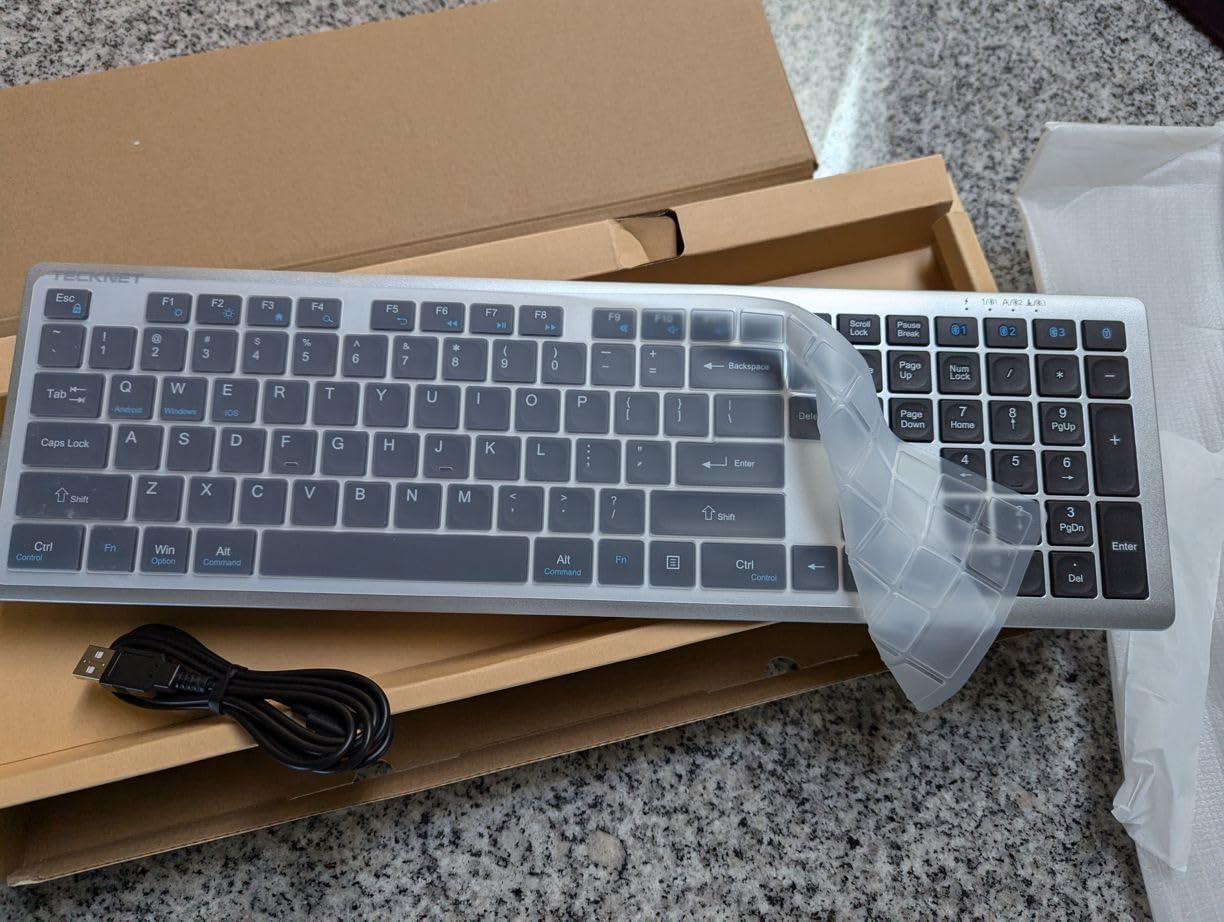 TECKNET Bluetooth Keyboard Rechargeable 4-Device Multi-Device Connection Ultra-Slim customer photo 2