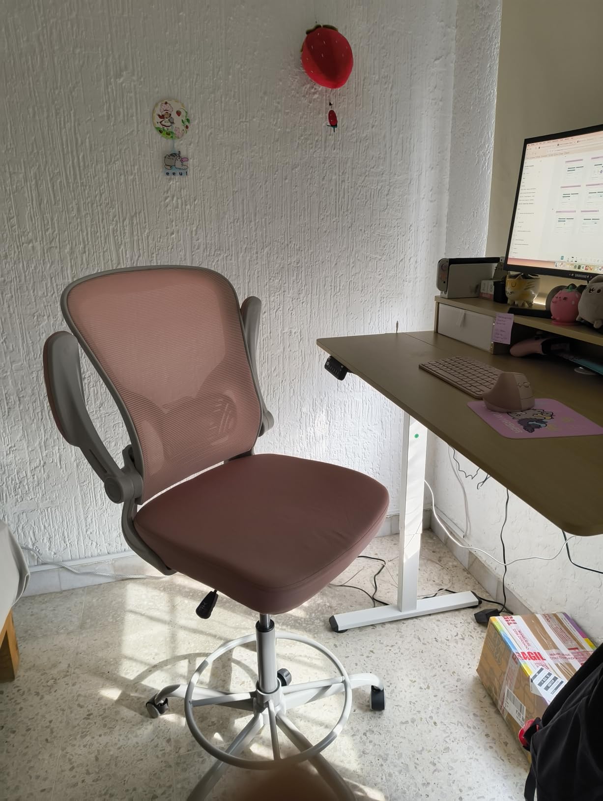 Synorla Ergonomic Tall Drafting Chair-Mesh Desk Chair with Flip-Up Arms | Adjustable Height,Lumbar Support,Adjustable Footrest Ring,Standing Desk,Breathable Backrest customer photo 1