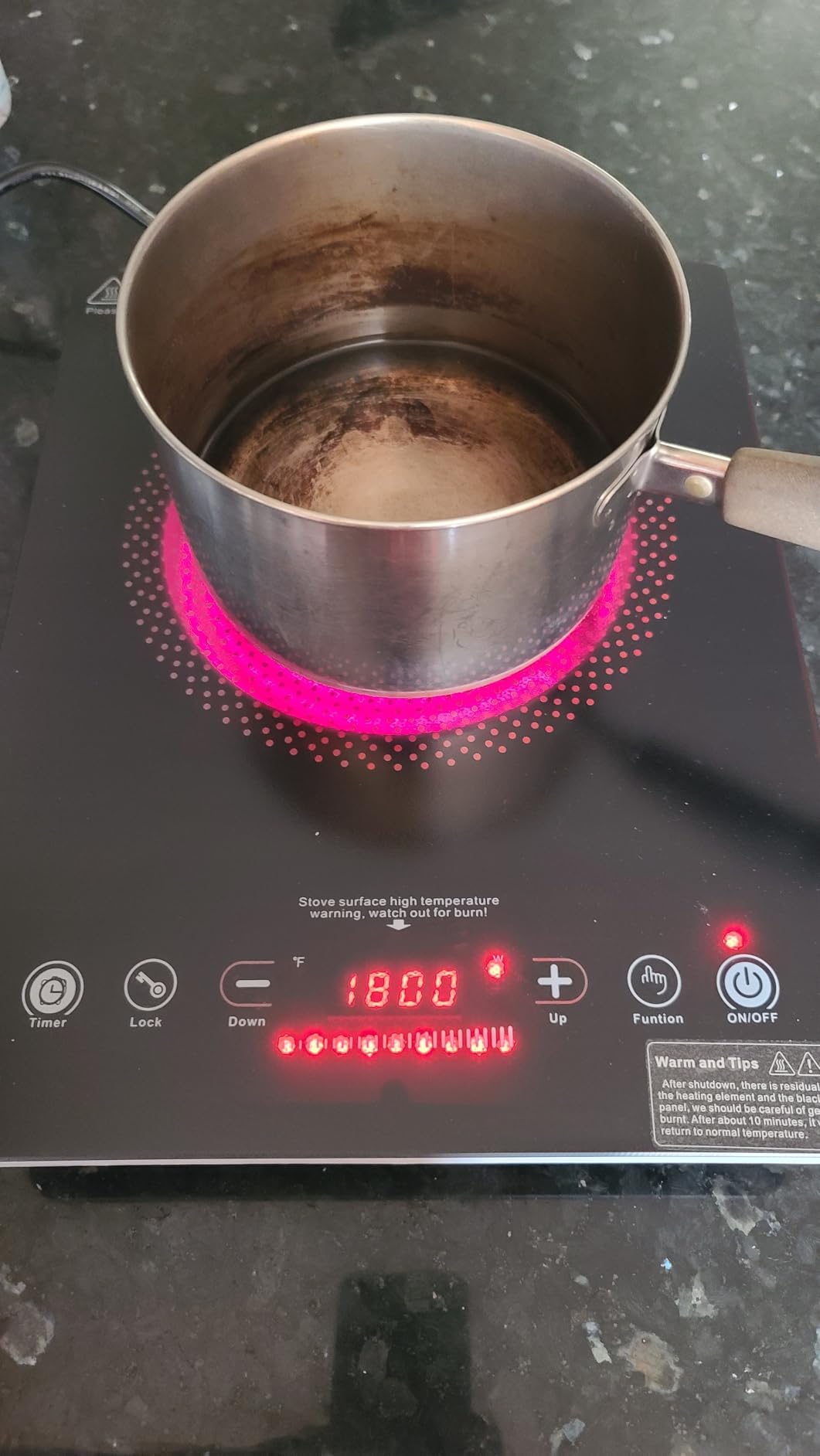 VBGK Single Burner Electric Cooktop, 110V 1800W Electric Stove Top with LED Touch Control, 9 Power Levels customer photo 2