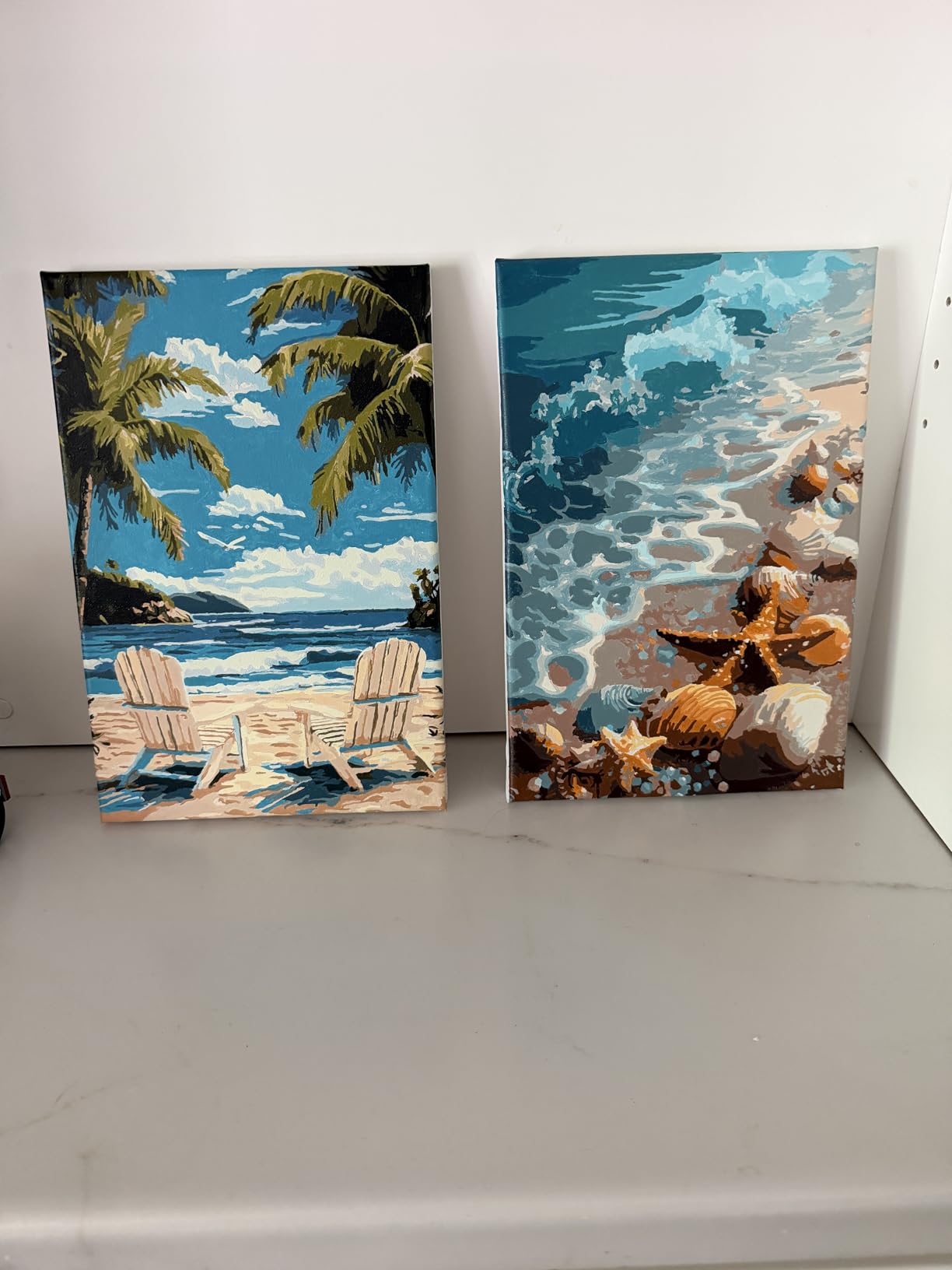 4 Pack Beach Paint by Numbers for Adults with Framed Canvas - Wooden Easel | Beach Paint by Number on Canvas, DIY Sea Turtle Acrylic Oil Painting Kits with Brushes for Home Wall Decor (8x12 inch) customer photo 2