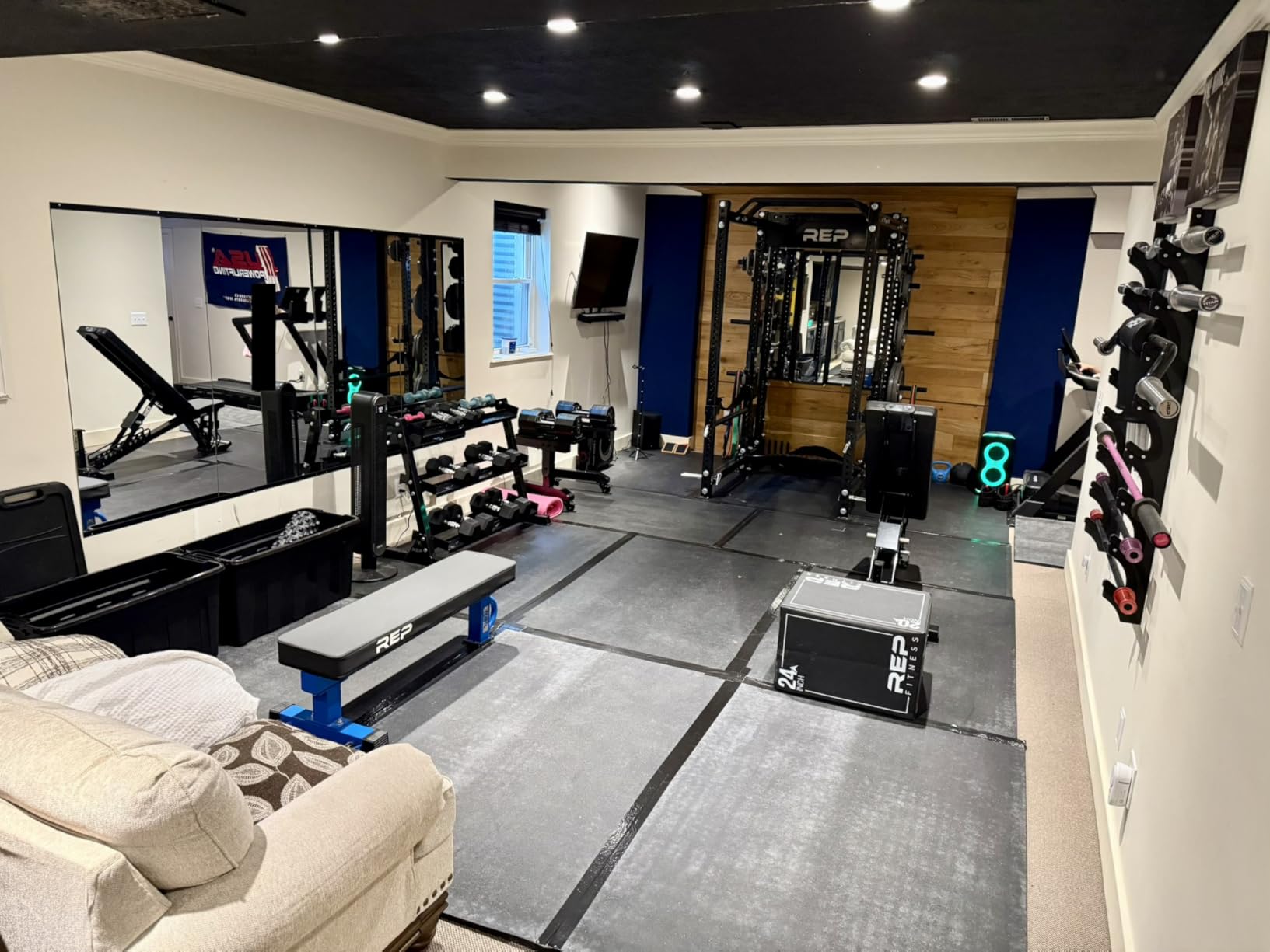 Home Gym Mirror for Wall, 56x28x2PCS Frameless Full Length Mirror, Black customer photo 1
