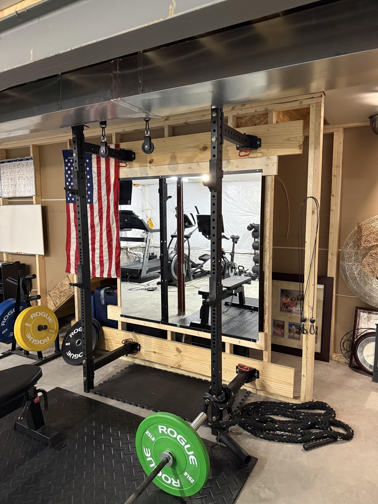 Home Gym Mirror for Wall, 56x28x2PCS Frameless Full Length Mirror, Black customer photo 2