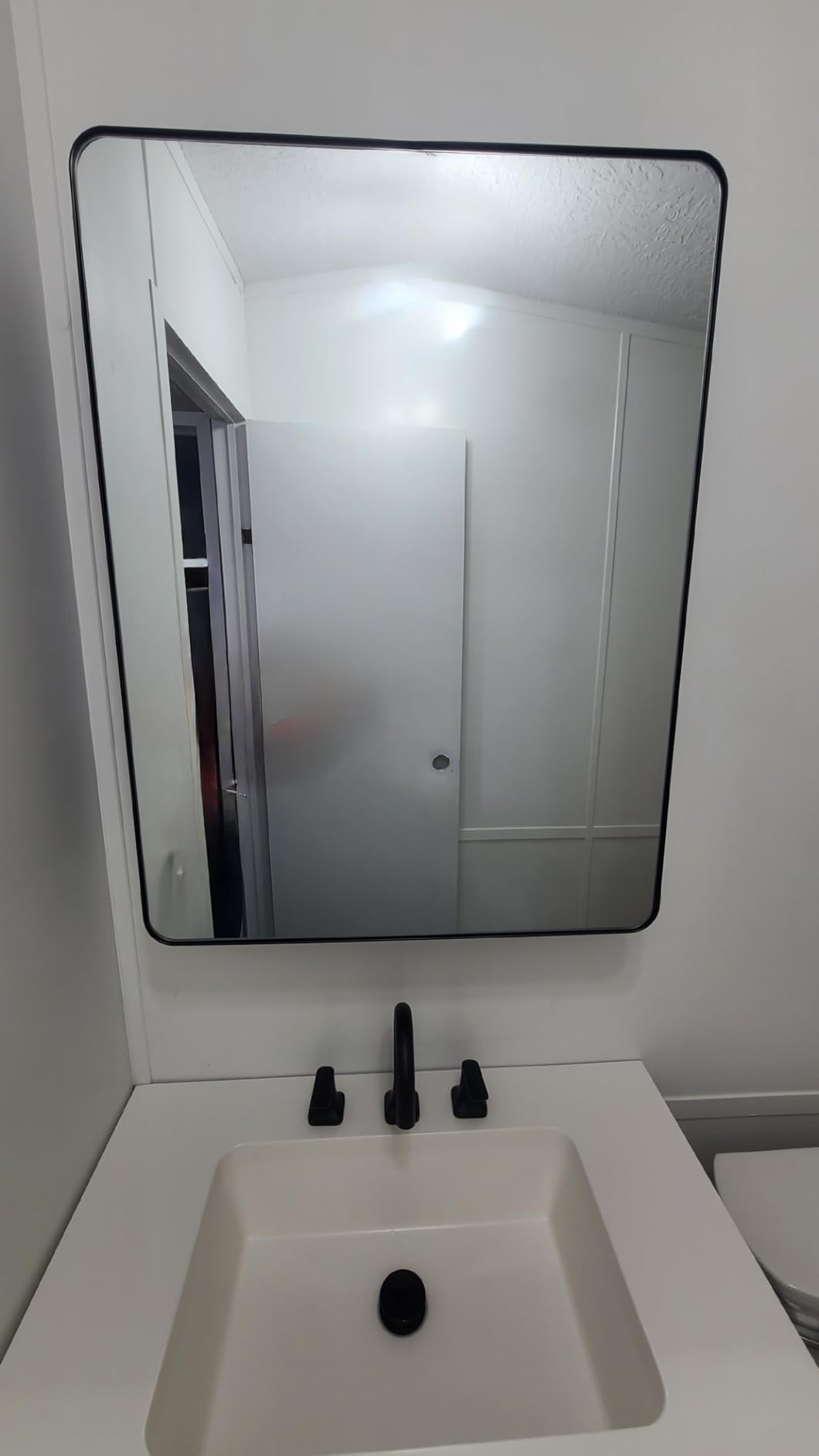20x26 Black Medicine Cabinet with Mirror, Recessed & Surface Mount | Bathroom mirror with storage: 6 independently adjustable shelves fit tall bottles; soft-close hinges; rustproof aluminum customer photo 2