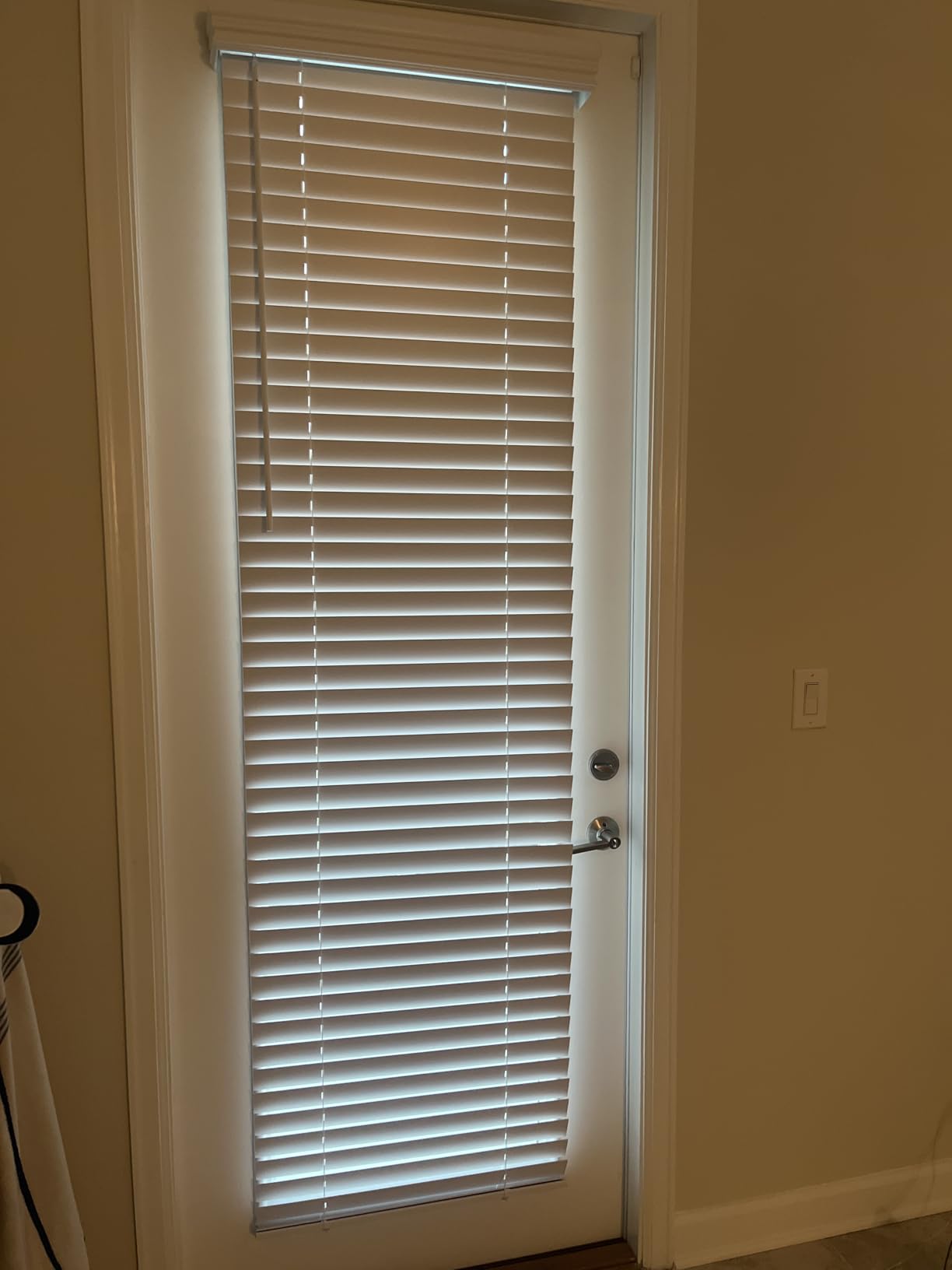 Blinds House Solution - Custom Made 2 Inch Faux Wood Cordless Horizontal Window Blinds for Doors - Ghost White/Snow White - Outside Mount (24