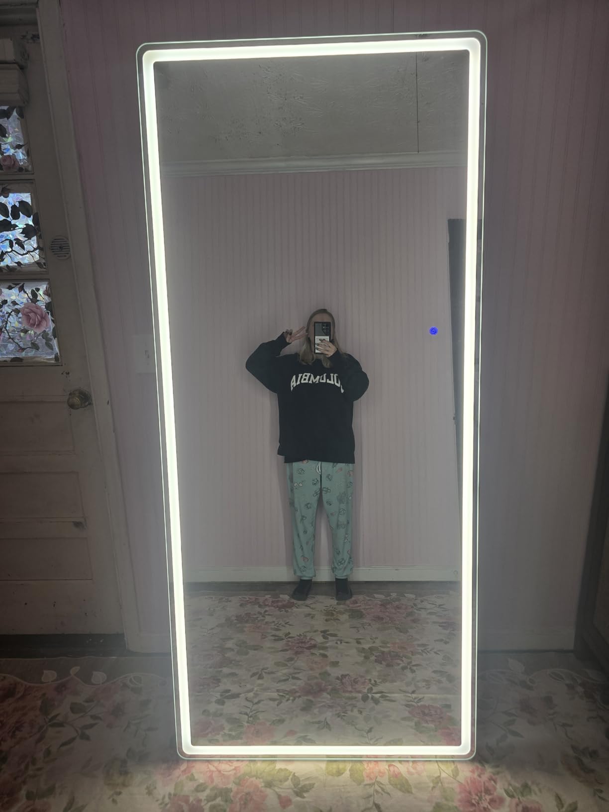 LED Full Length Mirror 71x32 inch Oversized Body Mirrors with Lights | Stepless Dimmable 3 Color Lighting, Wall Mounted Hanging Large Floor Standing Mirror for Bedroom Living Room Cloakroom, White customer photo 2