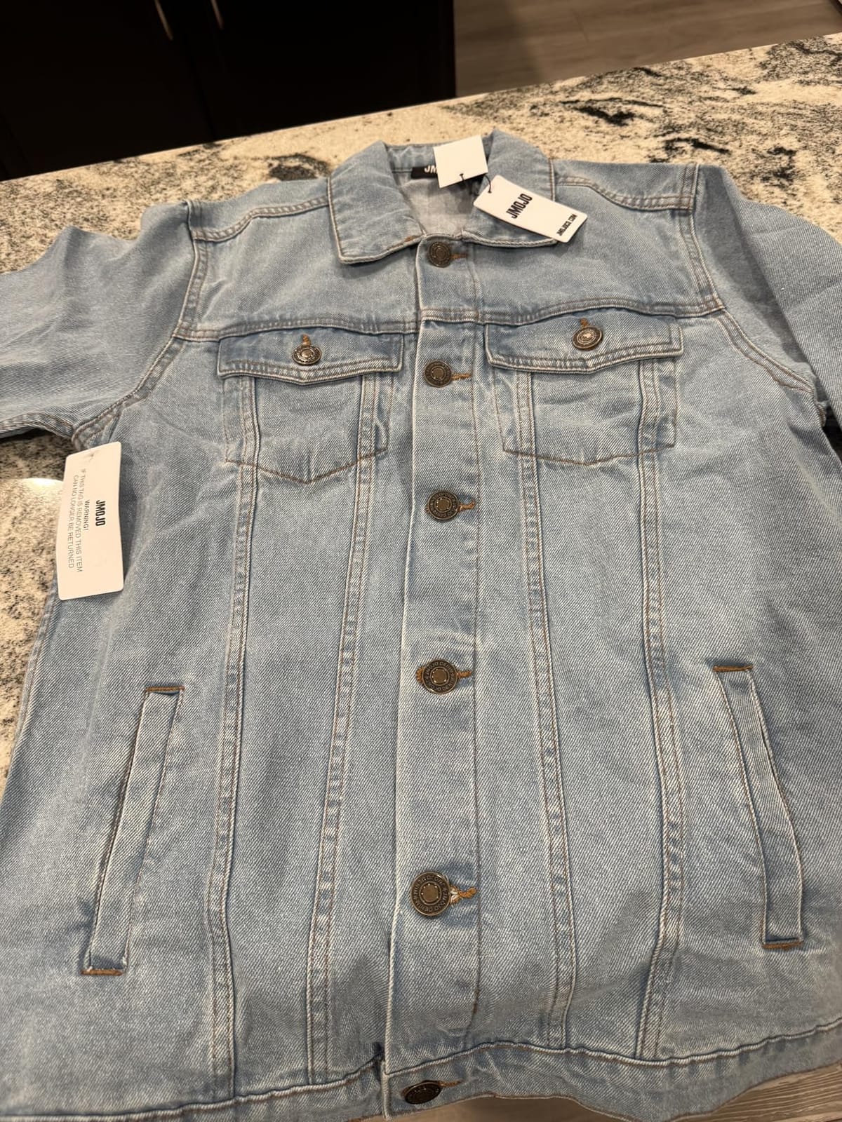 JMOJO Denim Jacket Men - Casual Vintage Regular Fit Button Down Trucker Style customer photo 1