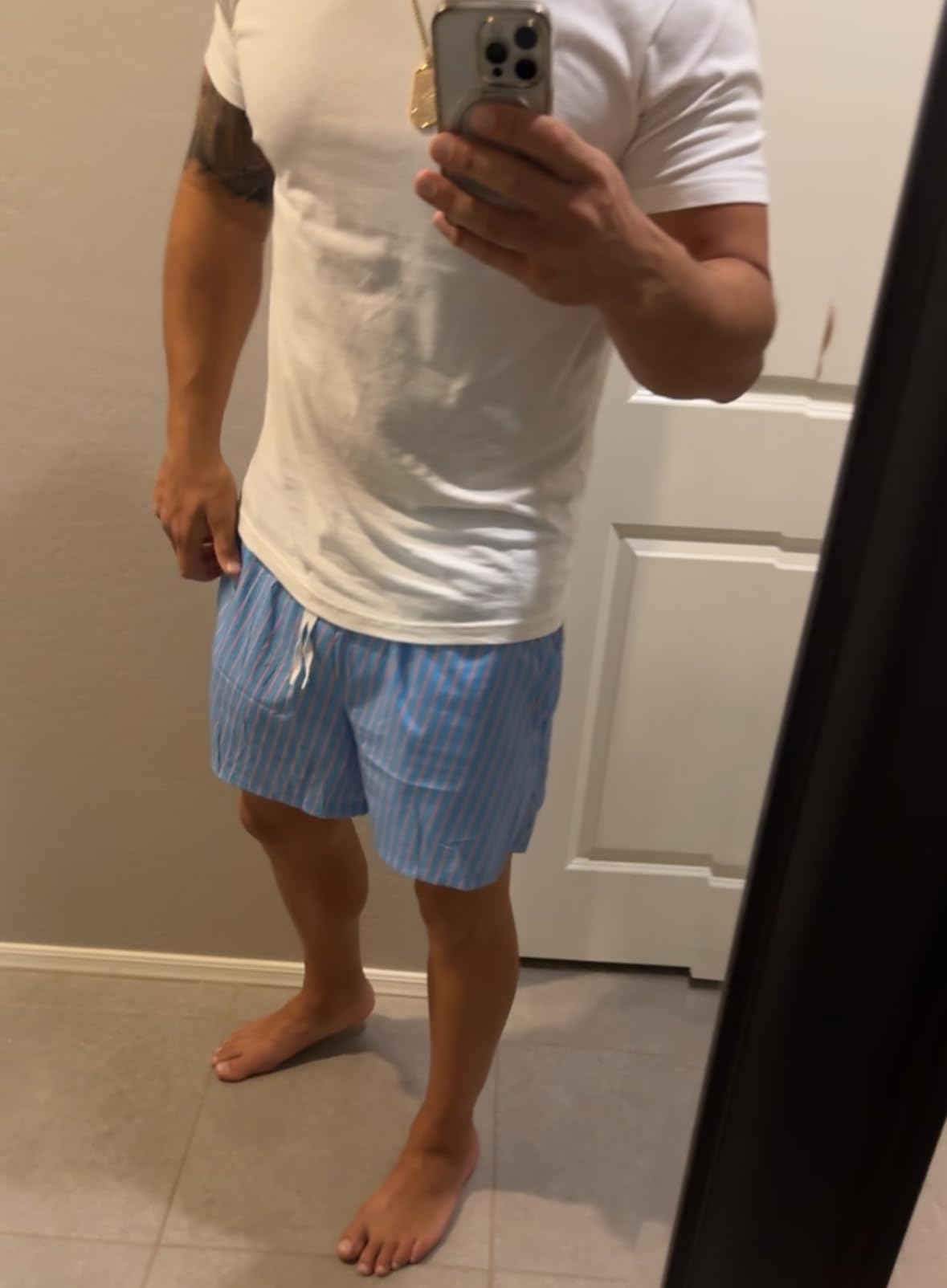 XOMZG Men's Swim Trunks, 2 in 1 Bathing Suits Quick Dry Beach Hawaiian Board Shorts with Pockets customer photo 2