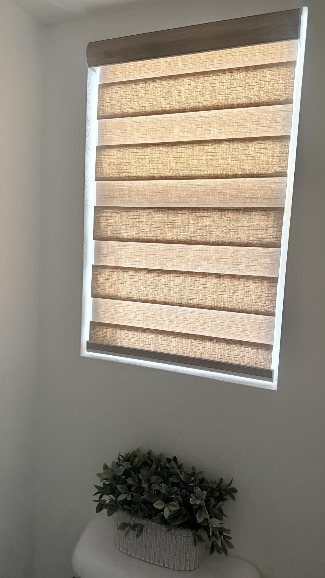 Boolegon Cordless Zebra Blinds for Indoor Windows, Sand Brown, Custom Sizes | Dual Layer Zebra Blinds for Indoor Windows, Free-Stop, Filtering Light Control for Day & Night, Sheer Shades for Home or Office customer photo 2