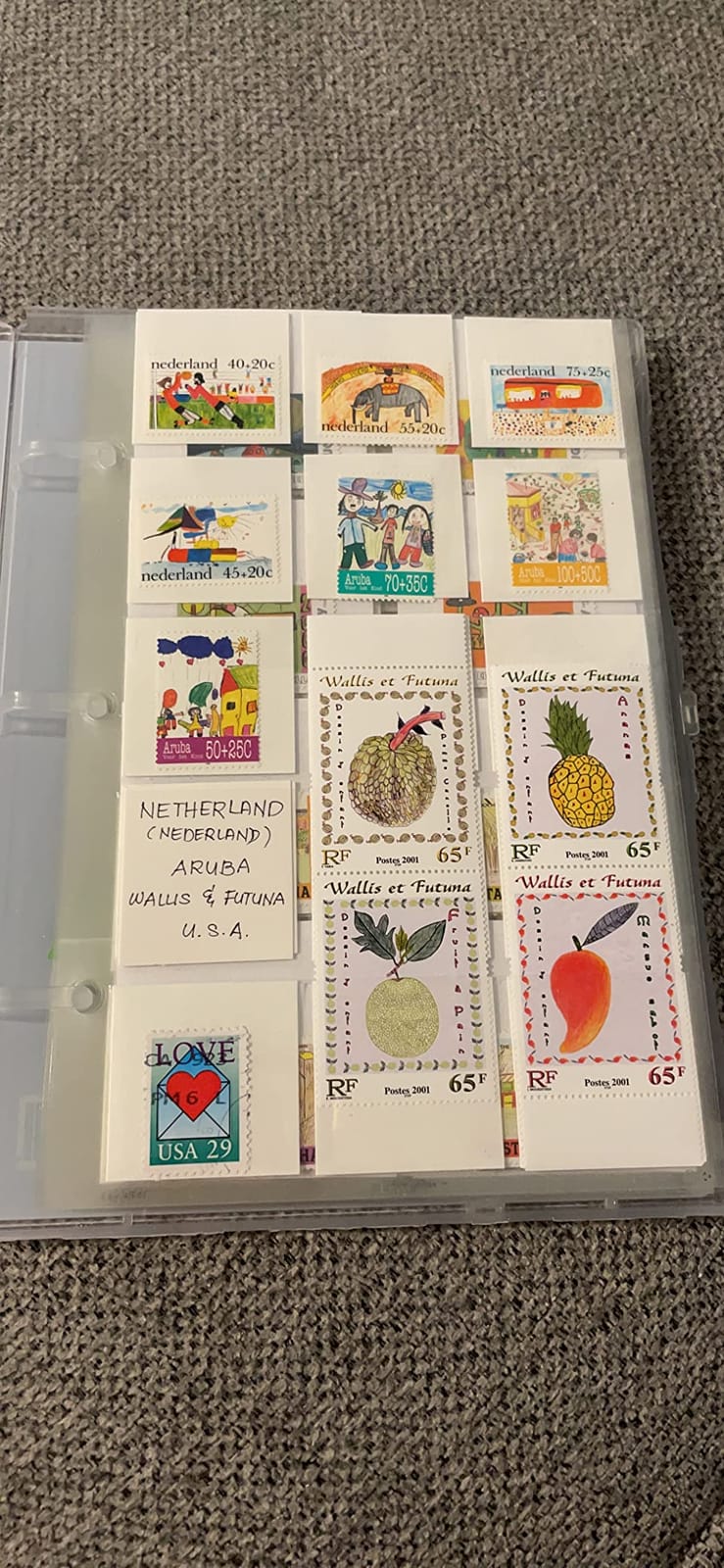 Stamp Collection Album Binder with 10 Archival Safe Pages - Compact 3-Ring Postage Stamp Storage Case with Snap Lock, Holds 150-300 Stamps, Includes 150 Mounting Squares, 1.25