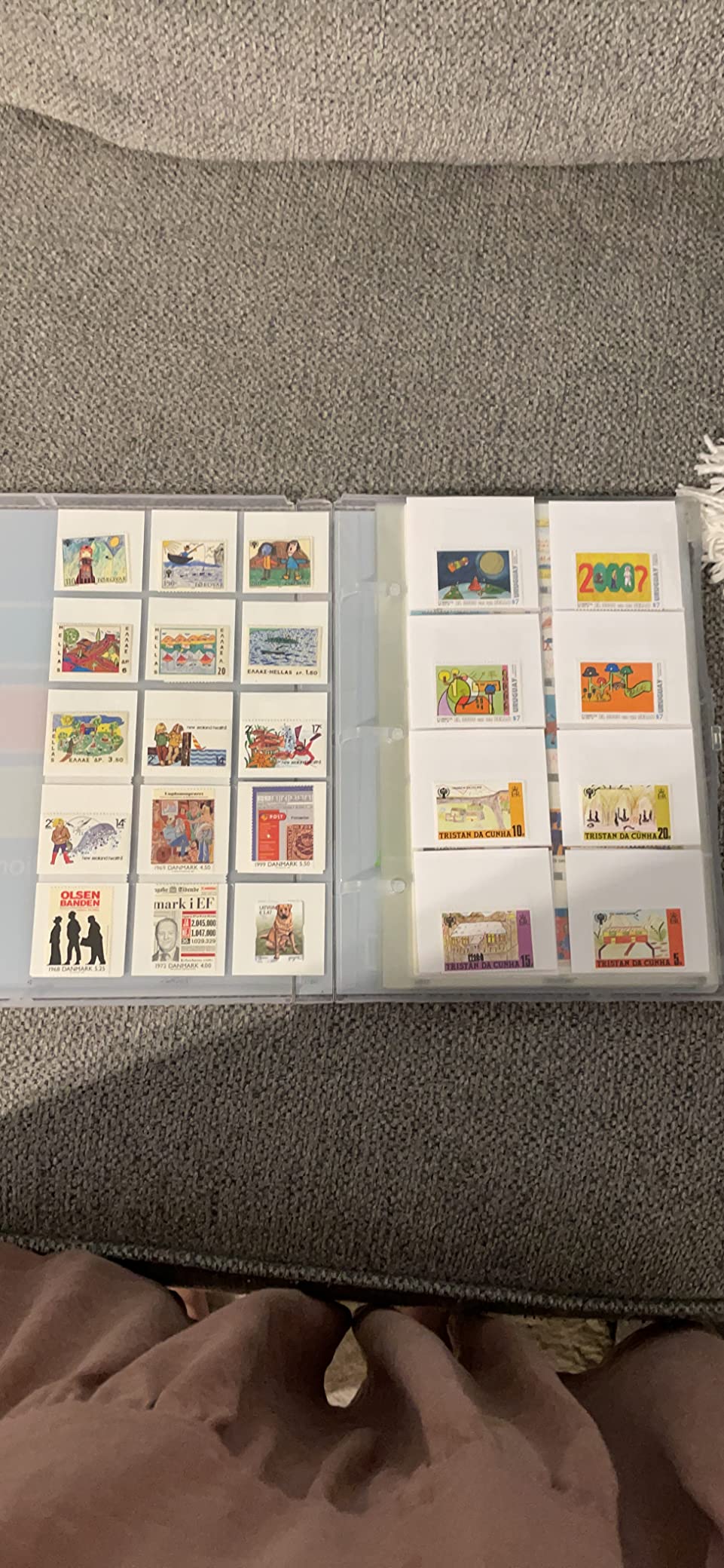 Stamp Collection Album Binder with 10 Archival Safe Pages - Compact 3-Ring Postage Stamp Storage Case with Snap Lock, Holds 150-300 Stamps, Includes 150 Mounting Squares, 1.25