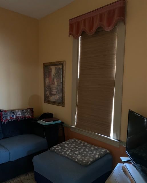100% Blackout Cordless Bamboo Roman Shades 35x64 in Papara Carbon | Upgrade Backing Fabric, UV Protection, Protecting Privacy, room darkening customer photo 2