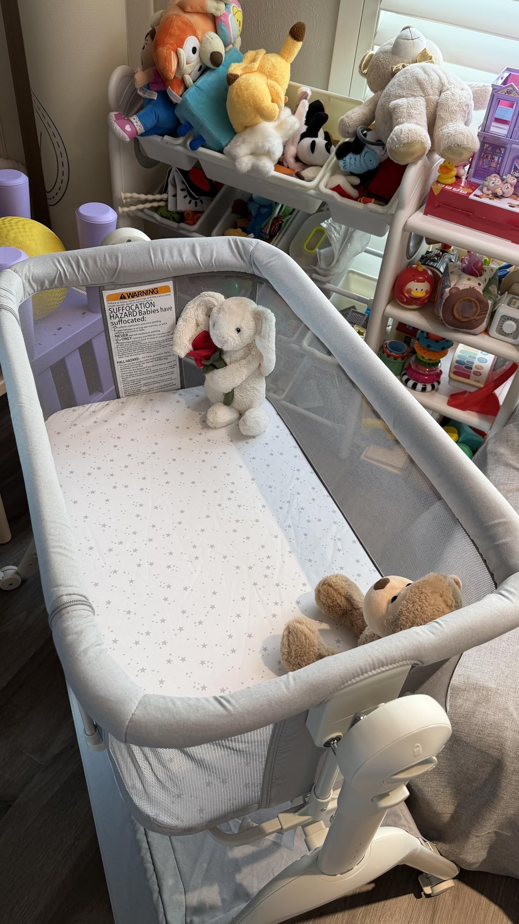 HARPPA Cuddly Sway Baby Bassinet Bedside Sleeper, 3 in 1 Rocking Bassinet | Full Mesh Sides, Premium Fiber Mattress, Cotton Quilted Cover, 5 Adjustable Heights, 360 Swivel Wheels, 3-7 Incline Range customer photo 1