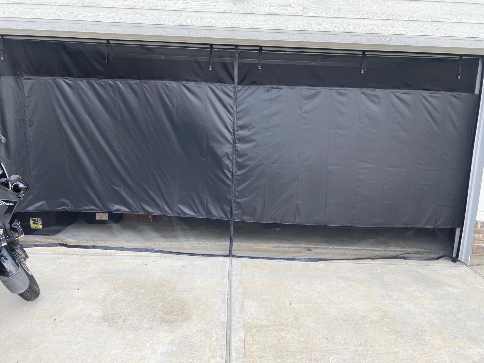 Privacy Garage Door Screen Blackout for 2 Car Garage - 16x7FT Magnetic Garage Screen, 9.6LB Heavy Duty Thicker 265g/㎡ Mesh, Hands Free, Magnetic Privacy Garage Screen Door (Black, 16 x 7FT) customer photo 1