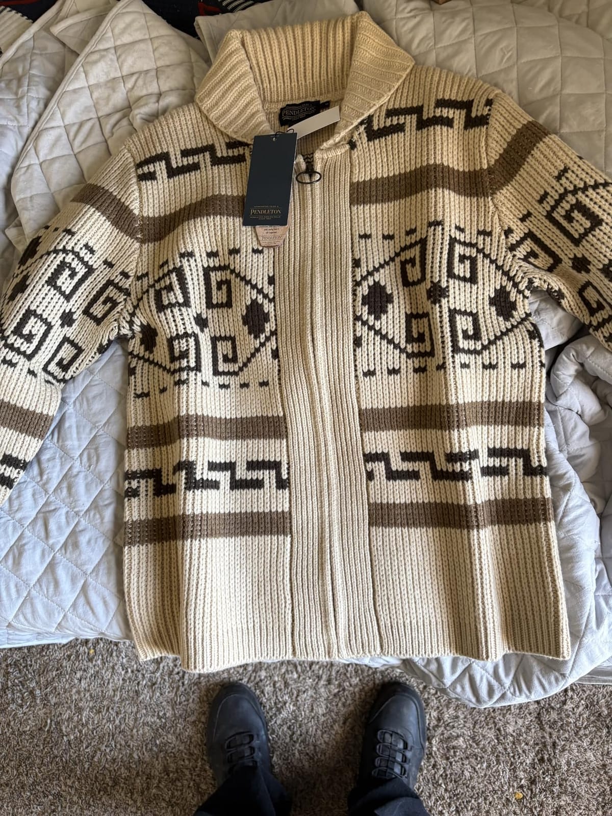 Pendleton Men's The Original Westerley Wool Cable Knit Zip Cardigan Sweater customer photo 1