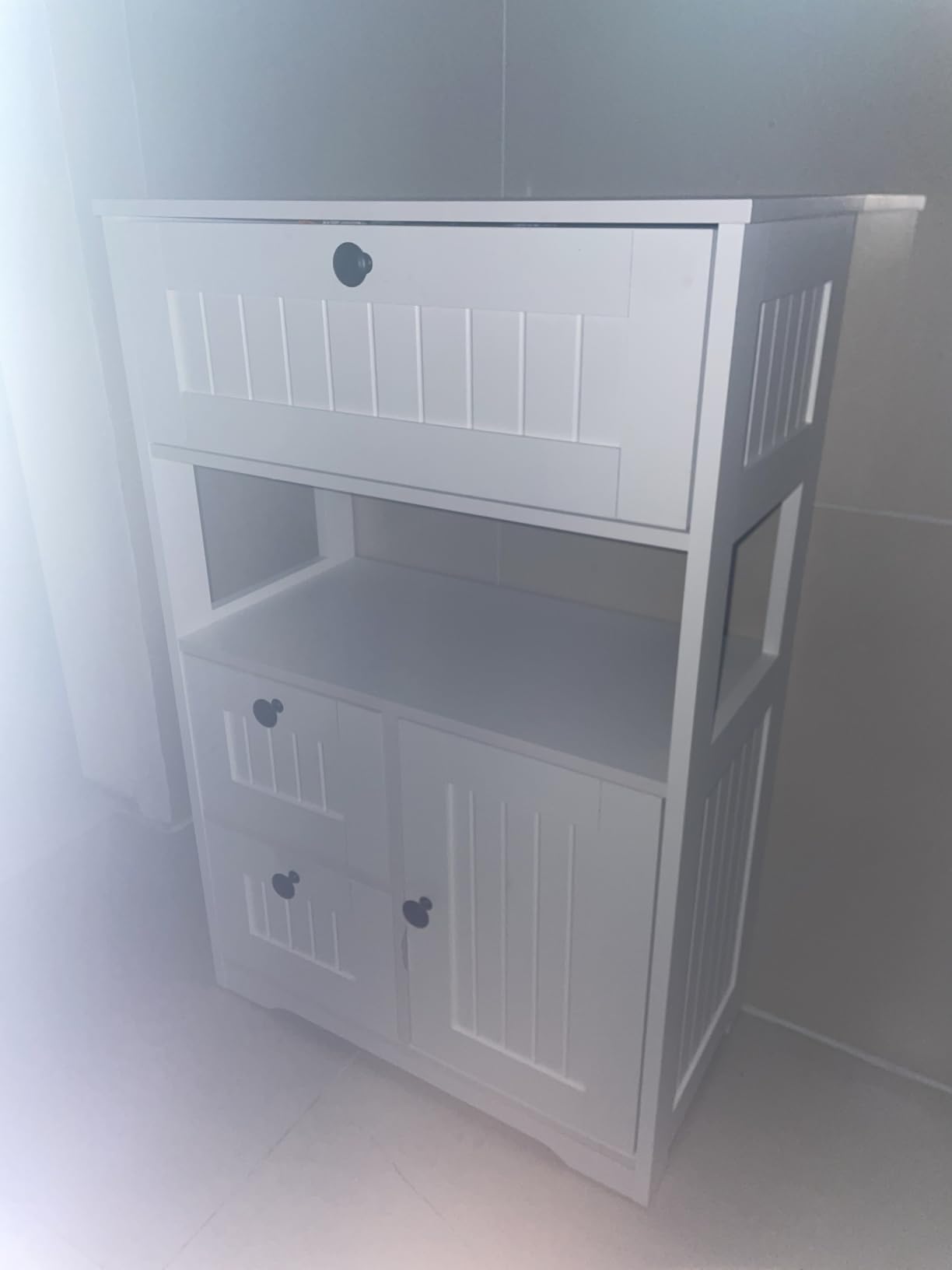 GRUSIGN Bathroom Cabinet, Modern Bathroom Floor Storage Cabinet Organizer with 1 Door and 3 Drawers, Freestanding Cupboard for Kitchen/Living Room Use customer photo 1