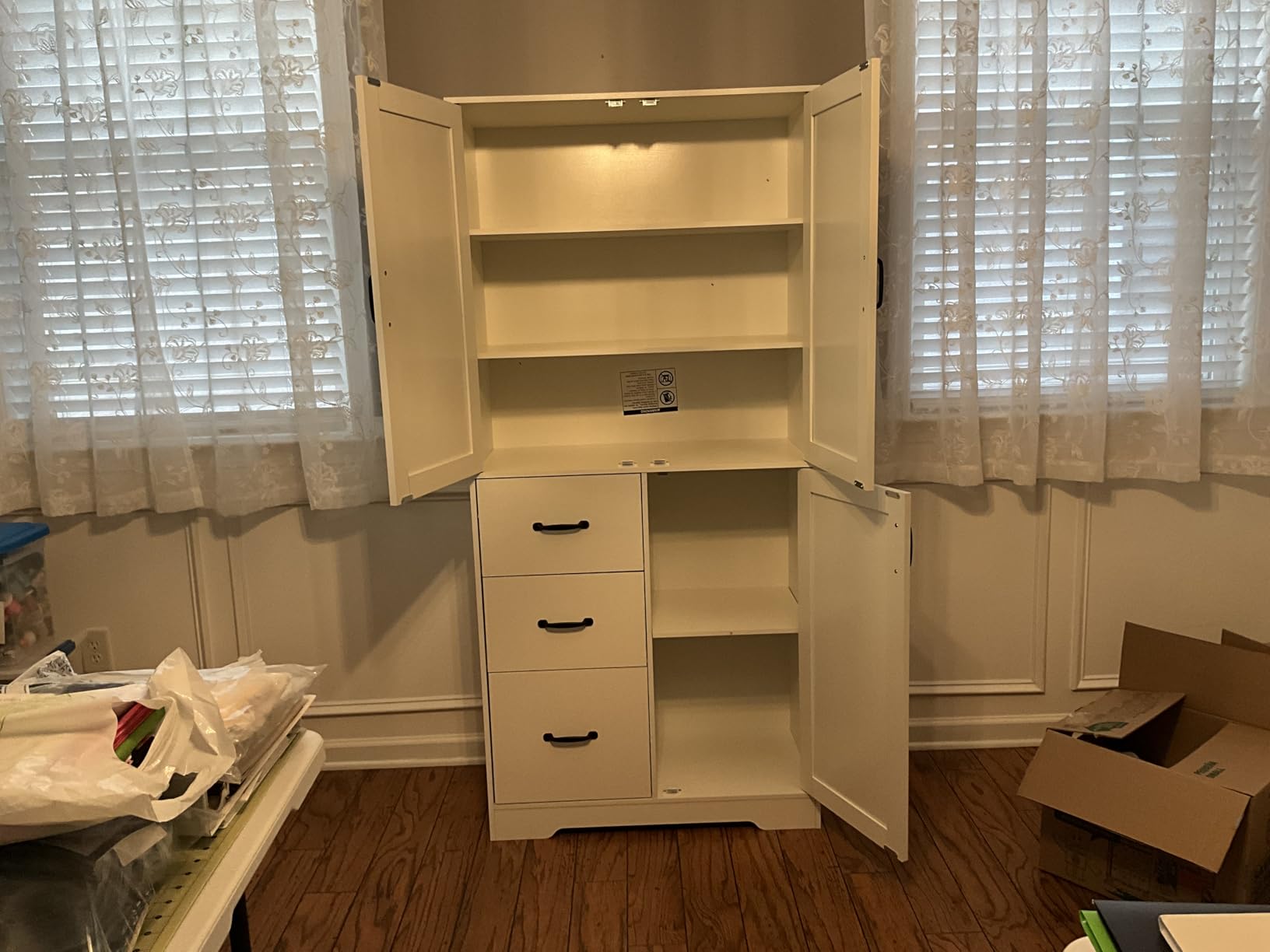 IRONCK Pantry Cabinet, Kitchen Storage Cabinet with 3 Door & Drawer, White, 67.5 inch Tall, 5 Tier Freestanding, FSC-certified Wood customer photo 2