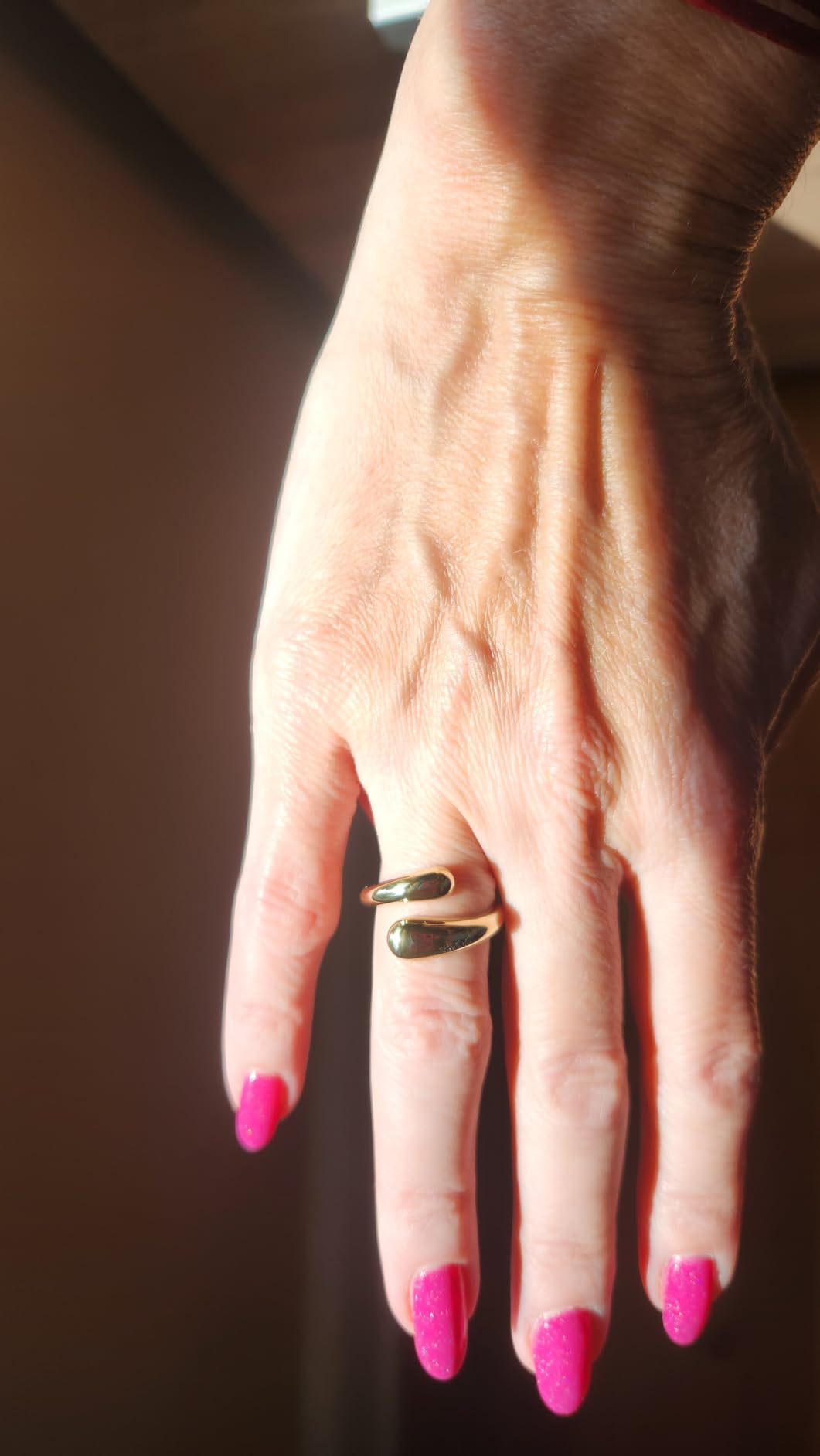 Non Tarnish Gold Chunky Rings for Women, 14K Gold Plated Statement Dome Rings Stacking Silver, Adjustable Mens Eternity Wedding Band Mixed Metal Jewelry Size 3-15 Half Size customer photo 2