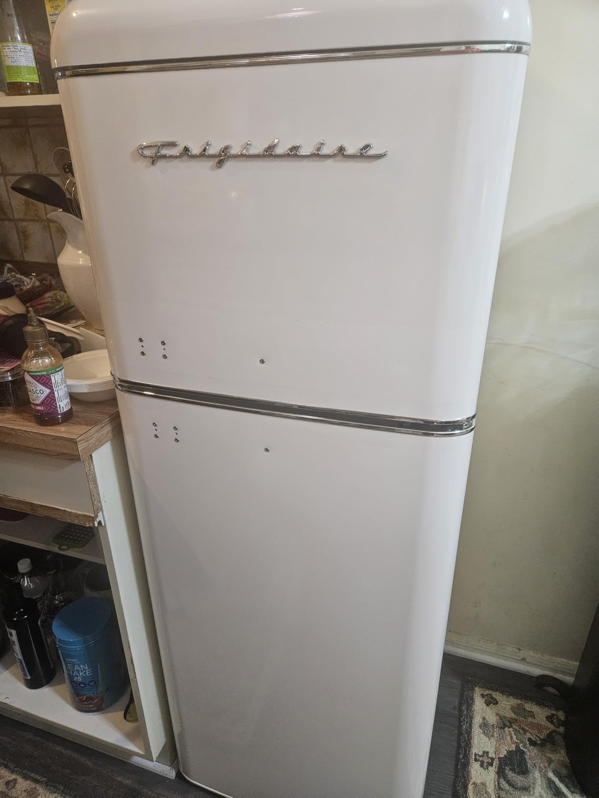 Frigidaire, 2 Door Apartment Size RETRO Refrigerator with Top Freezer, Chrome Handles, 7.5 cu ft customer photo 2