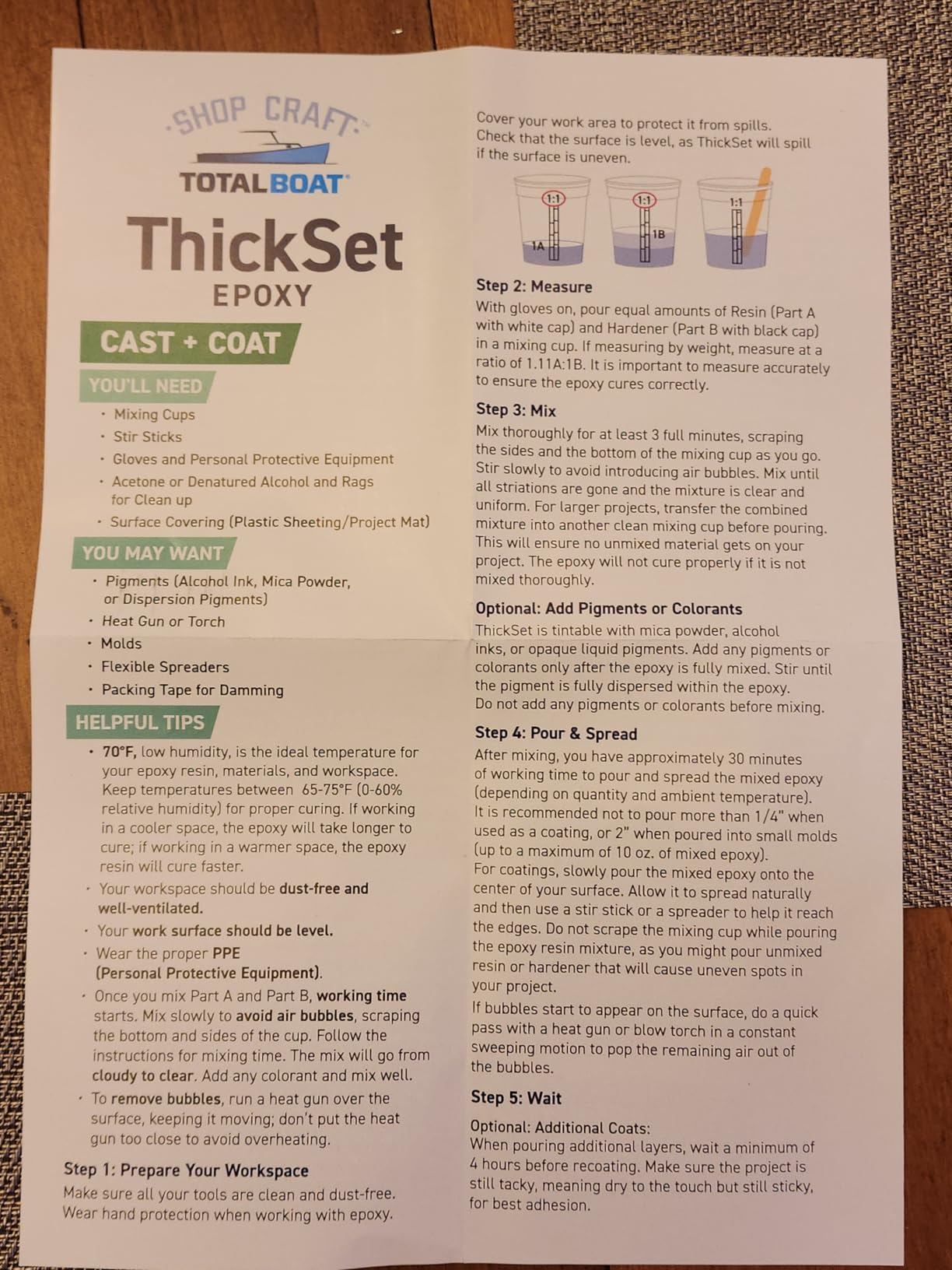 TotalBoat Thickset Deep Pour Epoxy Resin - 1 Gal Casting Kit, 1/2
