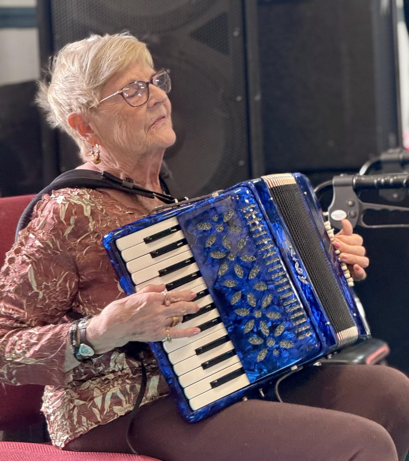25 Keys Accordion, 16 Bass Student Piano Accordion Acordeón Acordeones Para Adultos for Beginner and Adults, Lightweight Portable with Adjustable Straps, Cleaning Cloth, Gloves, and Carrying Bag(Blue) customer photo 2