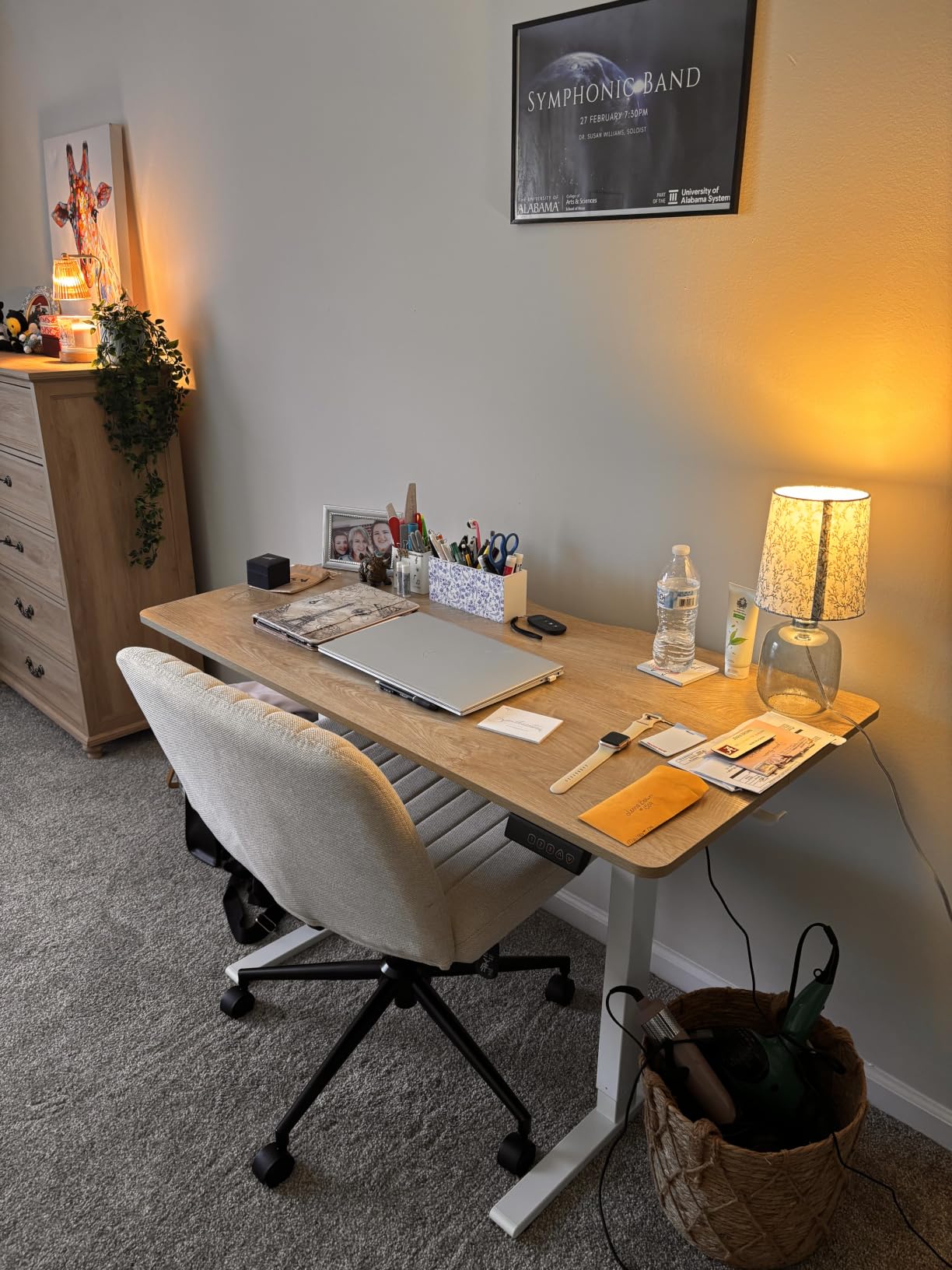 FEZIBO Standing Desk 48 x 24 Inch Electric Height Adjustable, Maple | Sit and Stand Up Adjustable Desk, Home Office Computer Desk with 3 Customizable Memory Presets customer photo 1