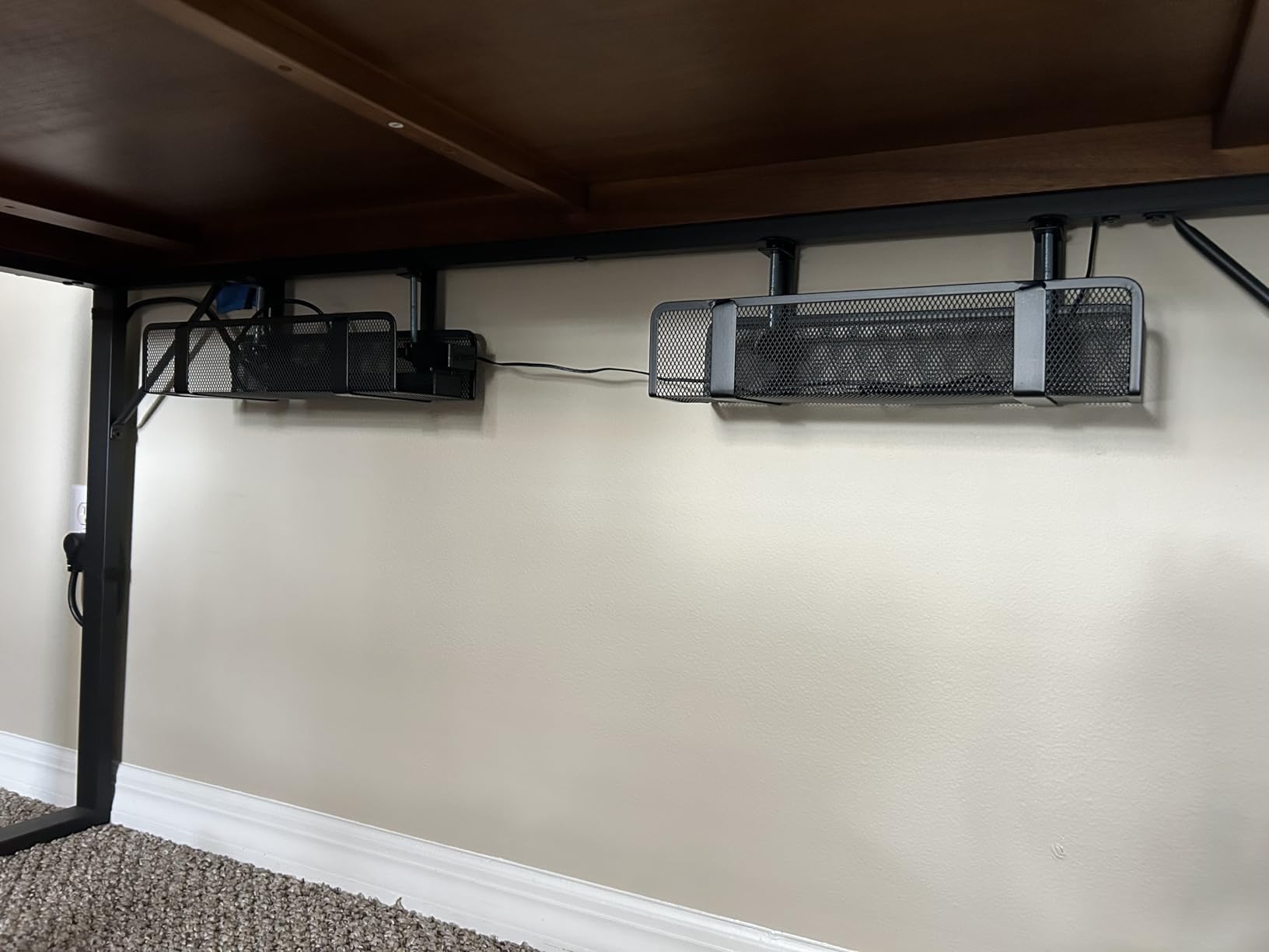 [Upgraded] 2 Pack Cable Management Under Desk Tray, Xpatee 27.6