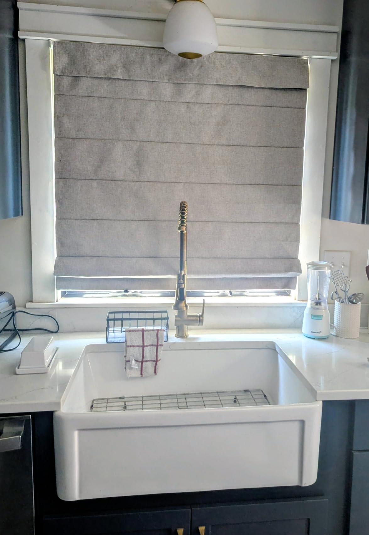 LazBlinds No Drill Roman Shades, Blackout, 34