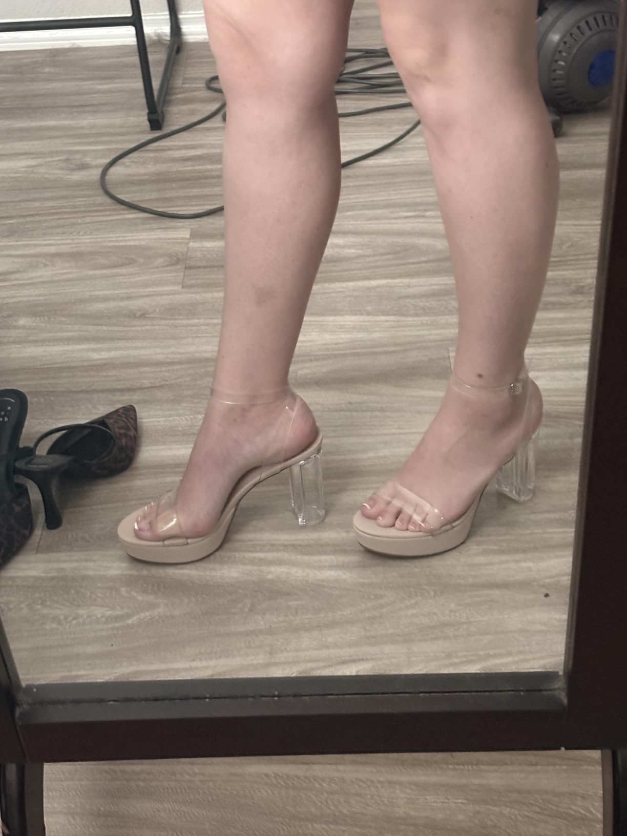 Ankis Platform Heels for Women 4 Inches Chunky Heels Sandals for Women Comfy Open Toe Block Heeled Sandals Nude White Silver Gold Black Ankle Strappy Heels customer photo 1