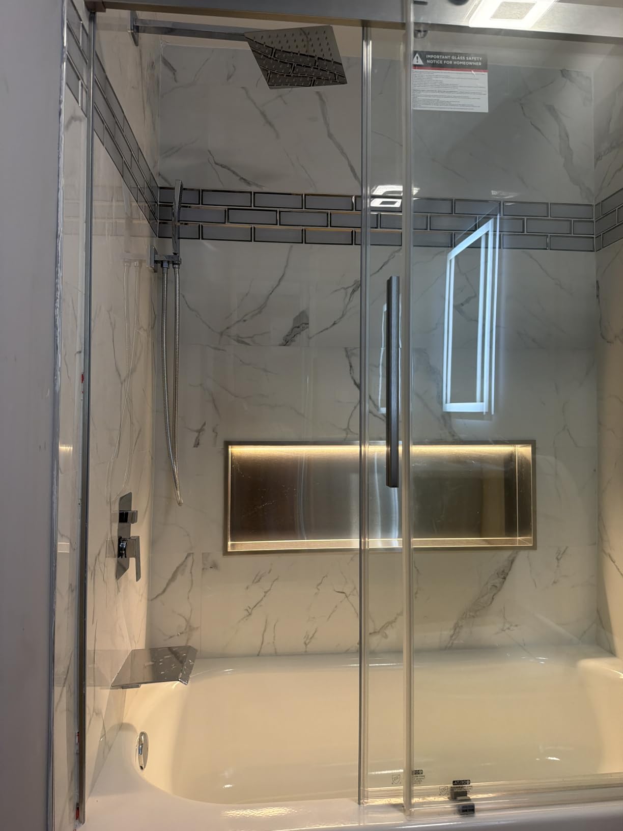 Shower Faucet Set 10'' Shower Head, Brush Nickel Shower System | Wall Mounted, 2-Function SUS304 Rain Head and Handle System, Shower Valve Body customer photo 1