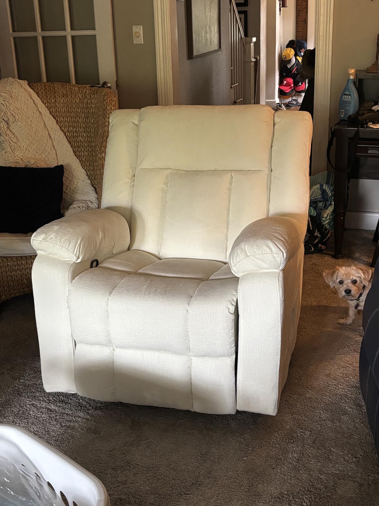 Korser Rocker Recliner, Glider Recliner Chairs for Adults, 360-degree Swivel Rocking Chair with Massage and Heating, Nursery Chair with Storage and USB Charging, Ivory White, Swivel Rocker Recliner customer photo 2