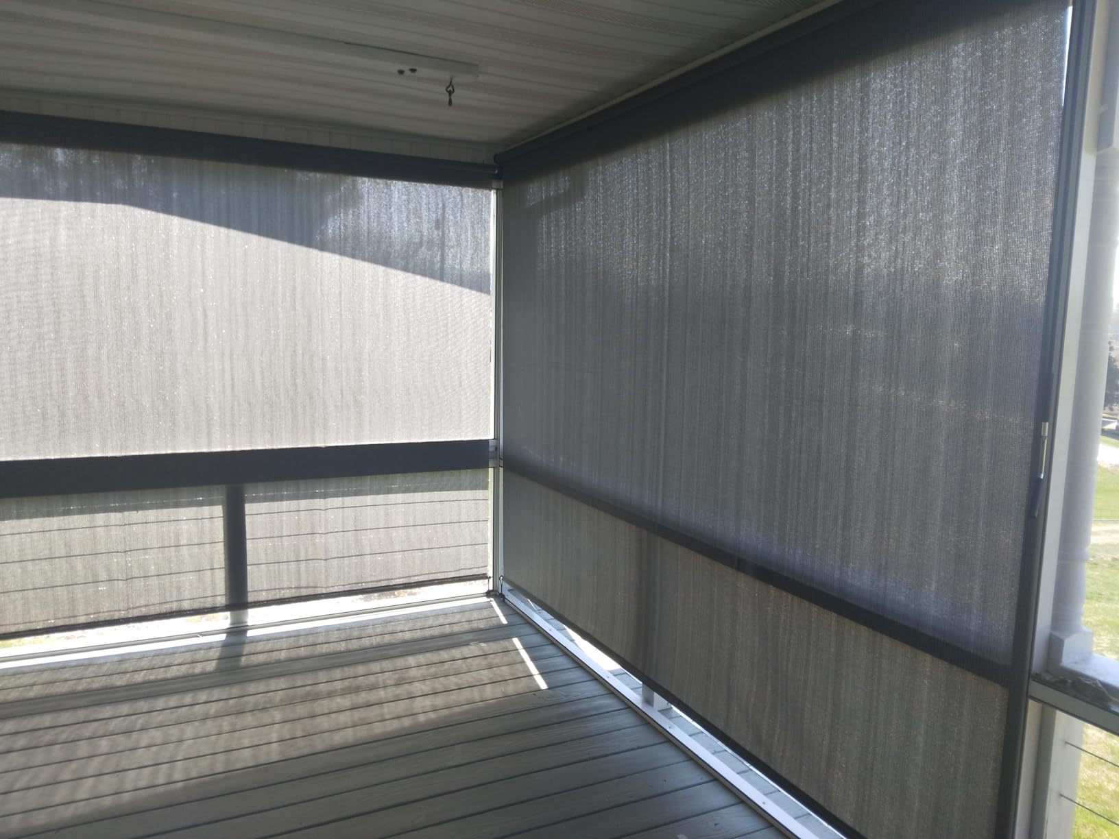 Artpuch Outdoor Roller Shades with Splicing Design, 10' W x 8' H Exterior Cordless Patio Shades Roll Up Blinds for Porch, Gazebo, Pergola, Balcony, Mocha customer photo 2