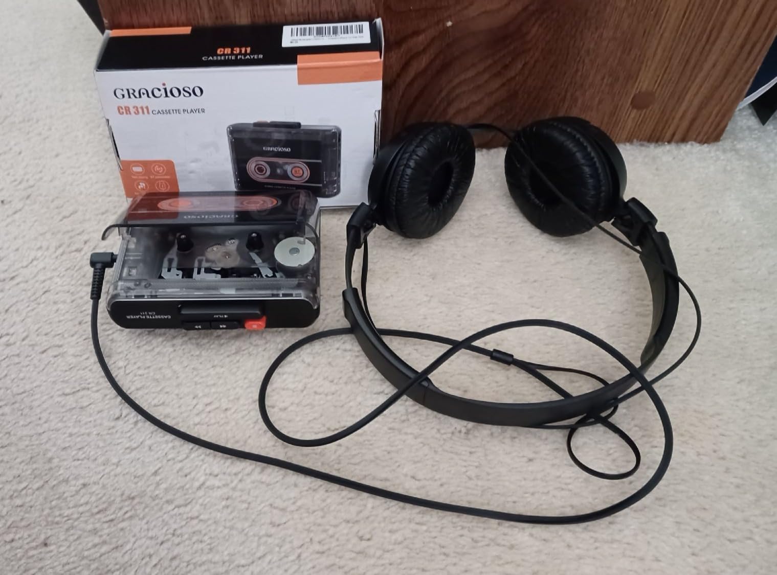Gracioso Bluetooth Cassette Tape Player Connect Bluetooth Headphone 1100mAh Rechargeable Battery Up to 10H Playtime - with Earphone, Back Clip for Secured Carry - Cassette Player for Home, Park customer photo 2