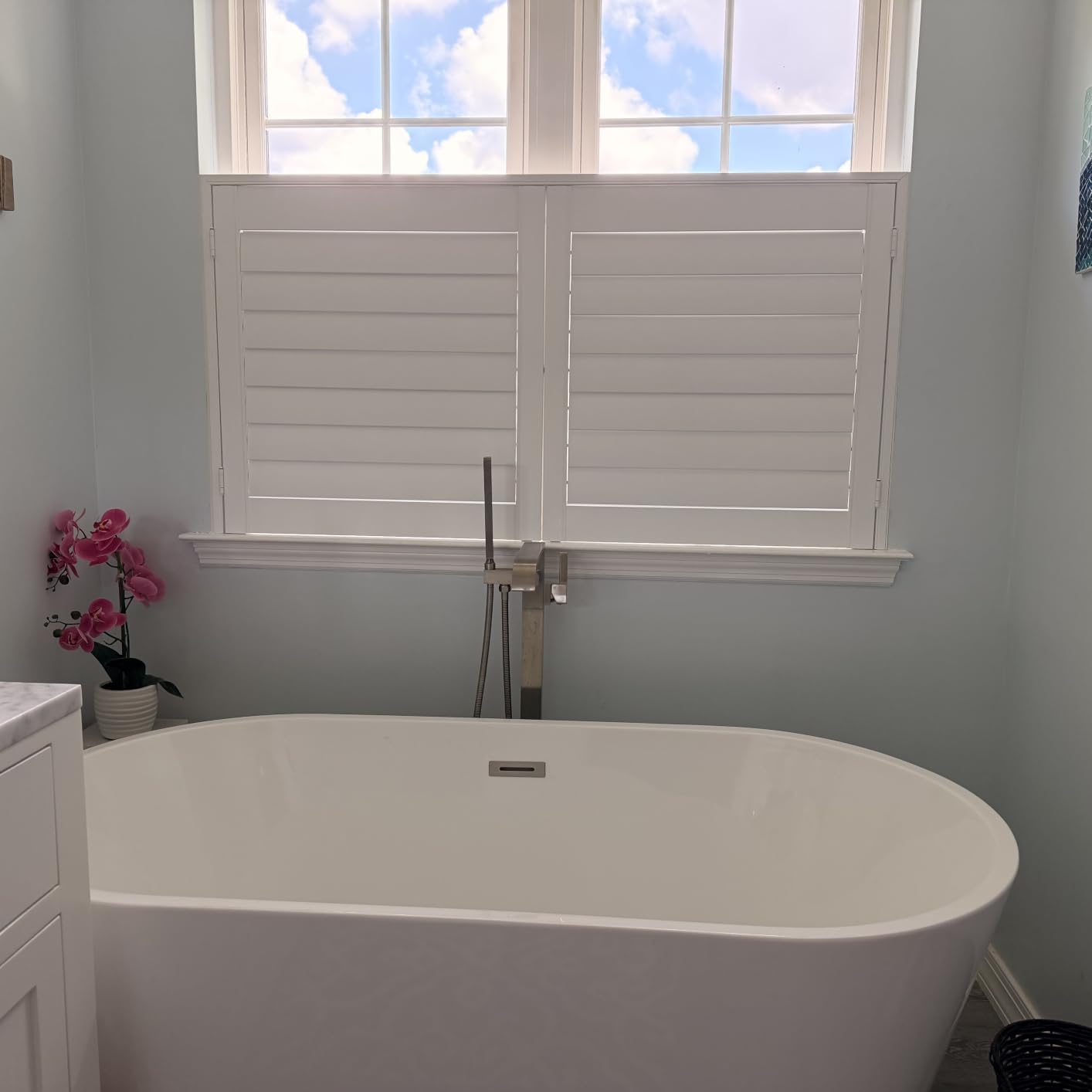 Cafe Plantation Shutters for Interior Window | Cover Bottom Half of Window, Waterproof, Custom Made for Indoor|Inside Window of Bathroom, Kitchen, Livingroom, Bedroom, Dining customer photo 2