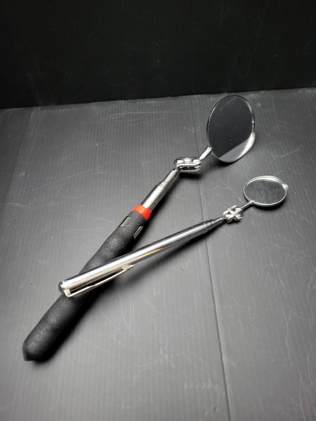 Telescoping Inspection Mirror with Rotating Head, Extendable Mechanic Mirror with Long Handle and Clip-On Design for Mechanics, Dentists, Auto, Boat (2.05in Round & 1.18in Round) customer photo 2