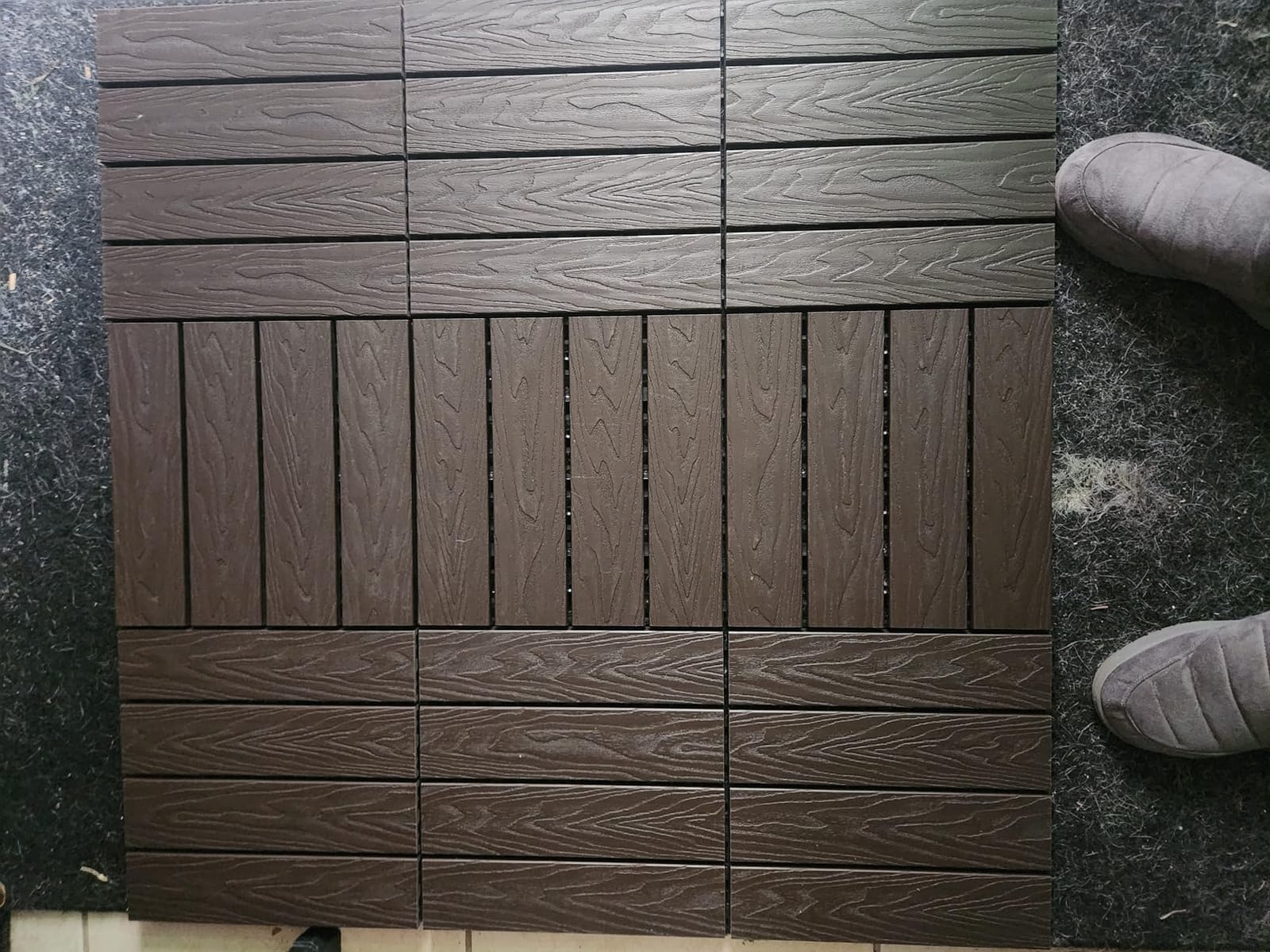 Polymer Interlocking Composite Deck Tiles Outdoor (4Pcs, Coffee) | 12x12