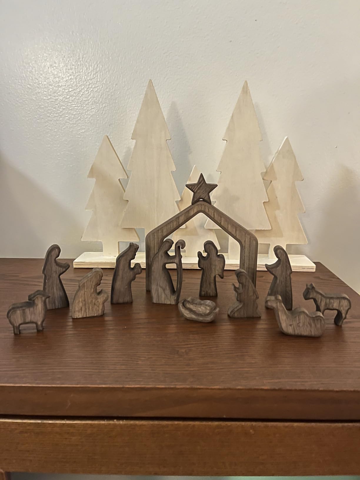 FESTGLOX Wooden Nativity Set Indoor, 13Pcs Small Christmas Nativity Scene customer photo 1