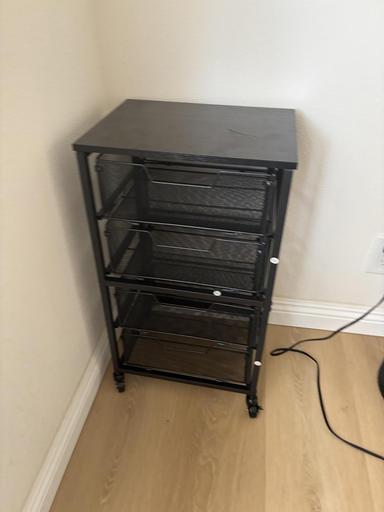 Rolling Cart with Drawers, 4-Drawer Storage Cart on Wheels with Wooden Top, Metal Utility Cart with Storage Drawers, Craft Storage Art Cart for Classroom, Office, Kitchen, Bedroom customer photo 1