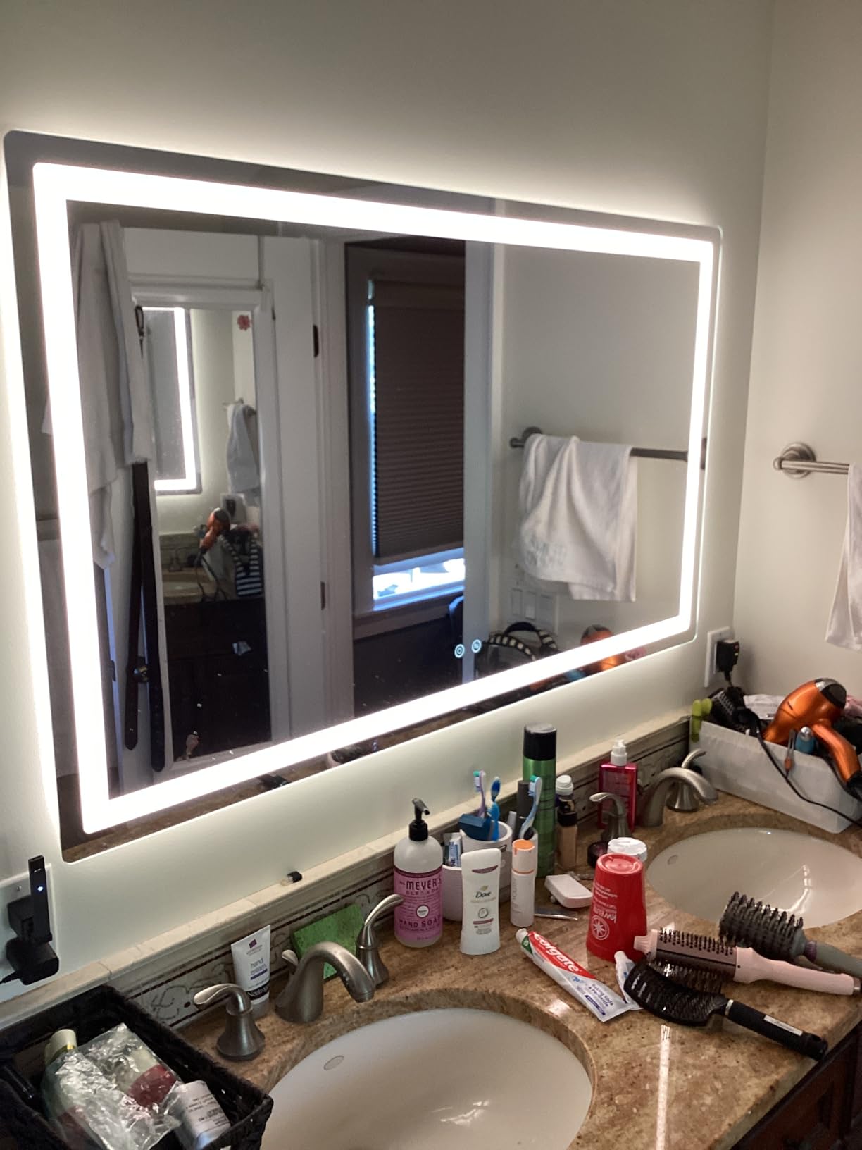 Delma 30x50 LED Bathroom Vanity Mirror with Lights, Anti-Fog, Dimmable | Front & Backlit with 3 Color Modes and Memory, 5mm Shatterproof Glass, Plug-in or Hardwired, Horizontal or Vertical customer photo 2