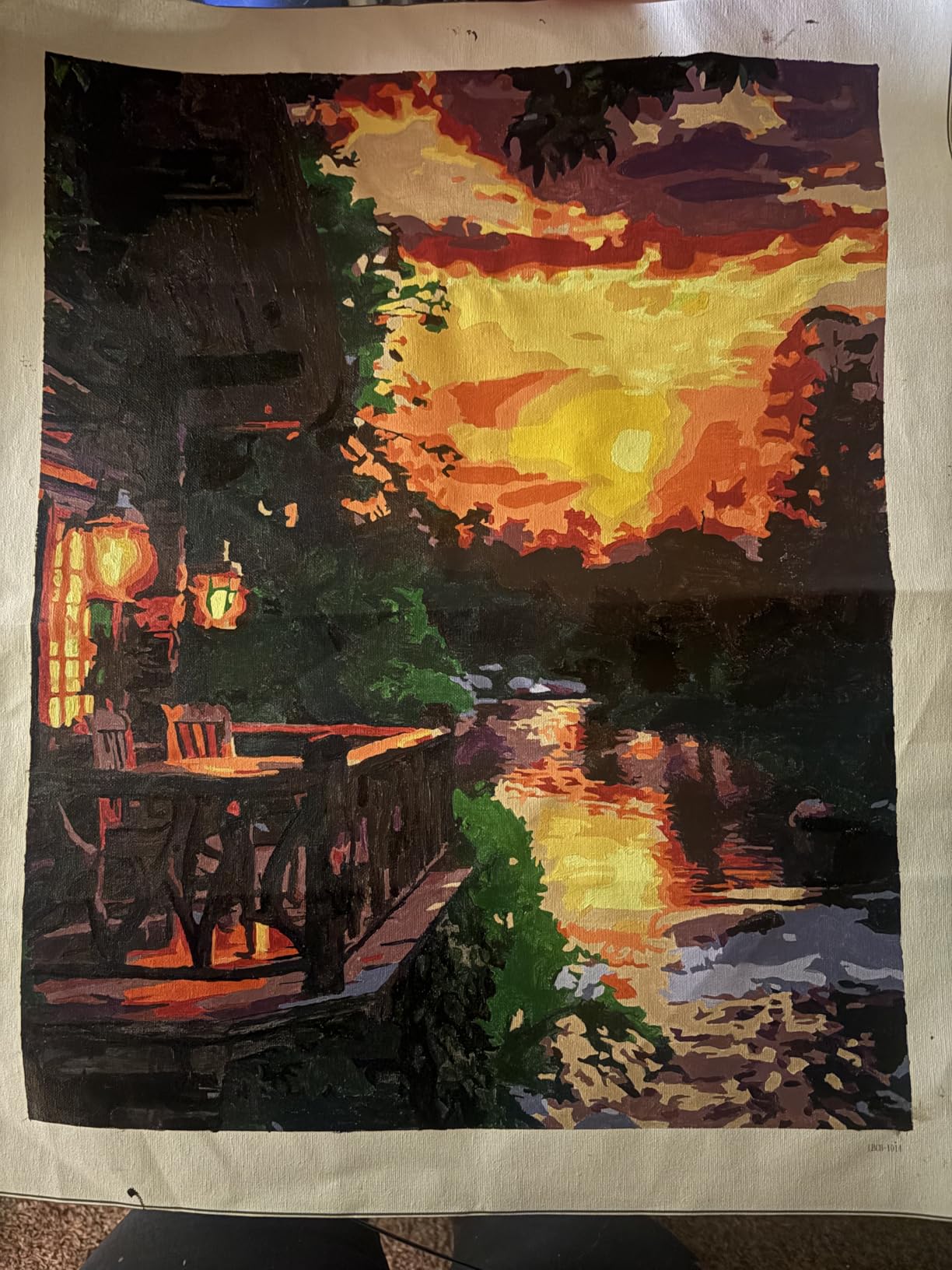 Paint by Numbers Kit for Adults, Fall Lake Cabin Number Painting Canvas Kit customer photo 1