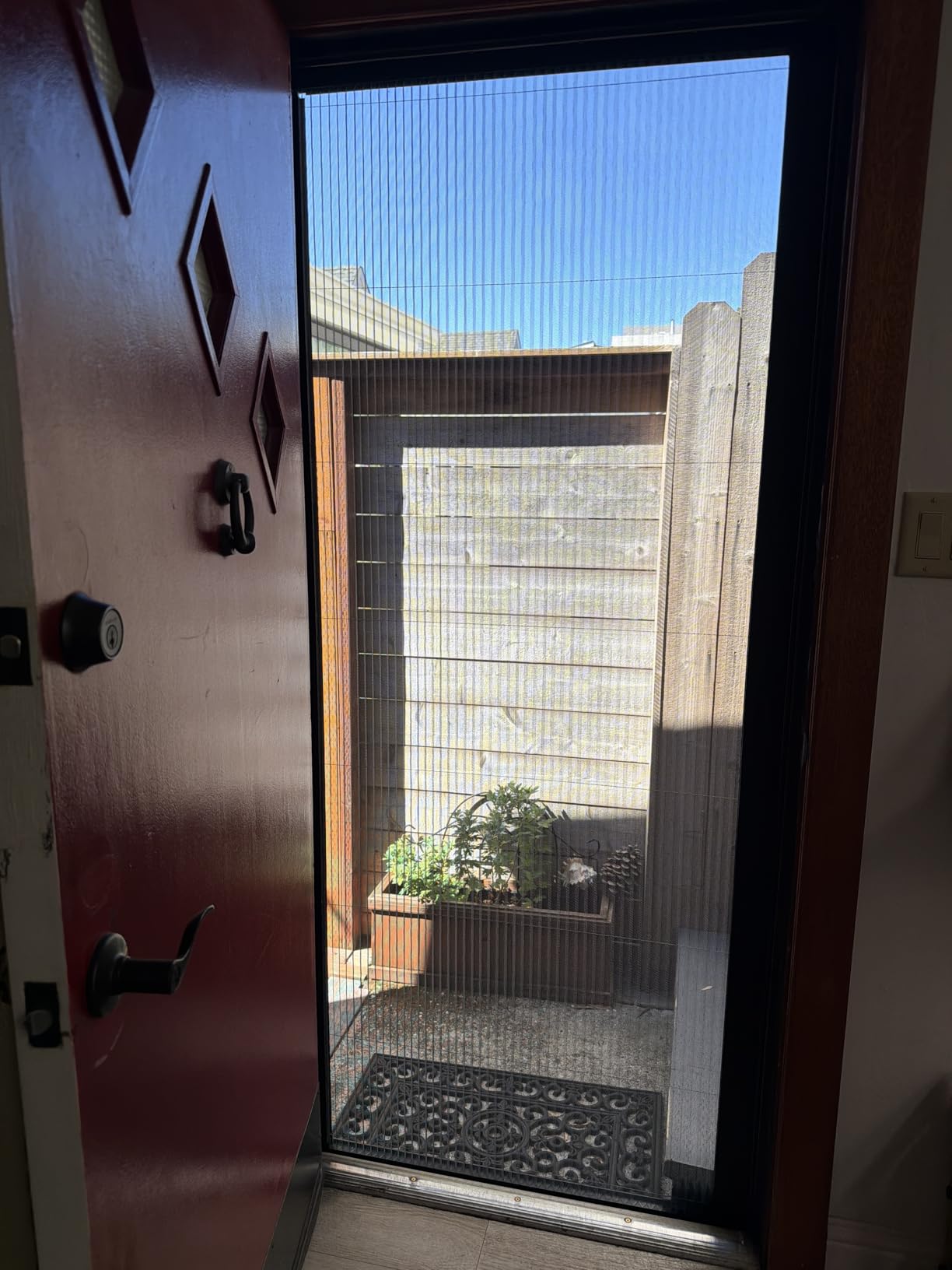 Customizable Size No-Drilling Retractable Screen Door with Aluminum Frame, Sliding Screen Door for Mosquito Prevention, Seamless Interior Door for Door Replacement (Brown) customer photo 1