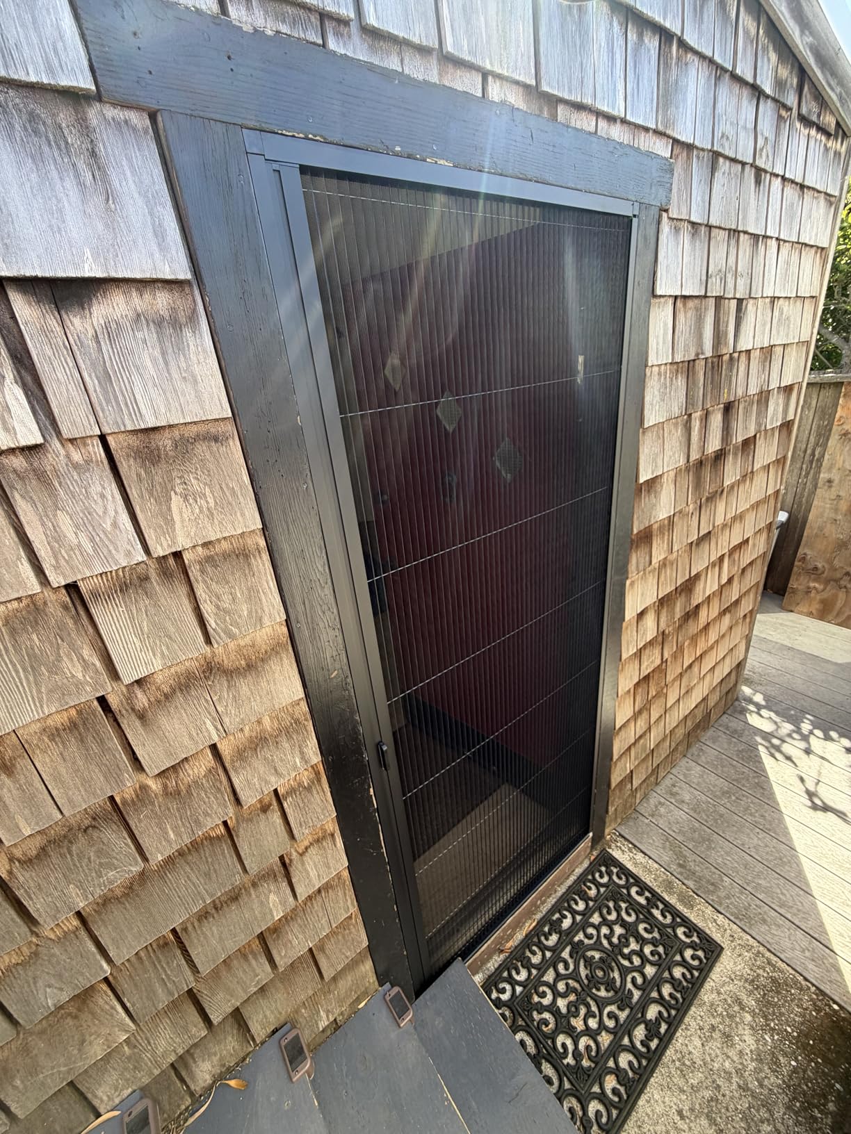 Customizable Size No-Drilling Retractable Screen Door with Aluminum Frame, Sliding Screen Door for Mosquito Prevention, Seamless Interior Door for Door Replacement (Brown) customer photo 2