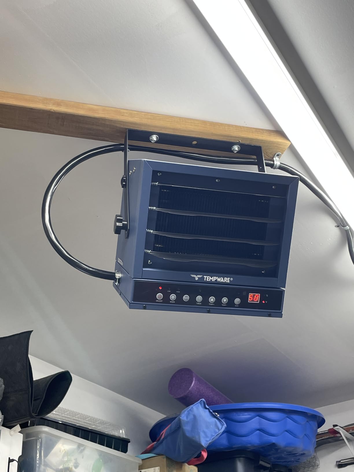 TEMPWARE 7500W Electric Garage Heater, 240V Hardwired Digital Ceiling Mount Fan-Forced Shop Heater with Full-Function Remote and 12-Hour Timer, Ideal for Workshop Warehouse customer photo 2