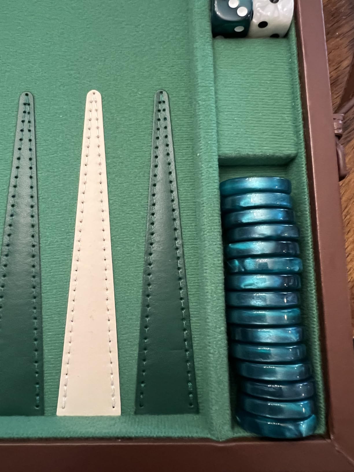 Backgammon Sets for Adults 15 Inch - Premium Faux Suede Leather Backgammon Board Game Set with 32 Chips, Dice Cups & Doubling Cube customer photo 1