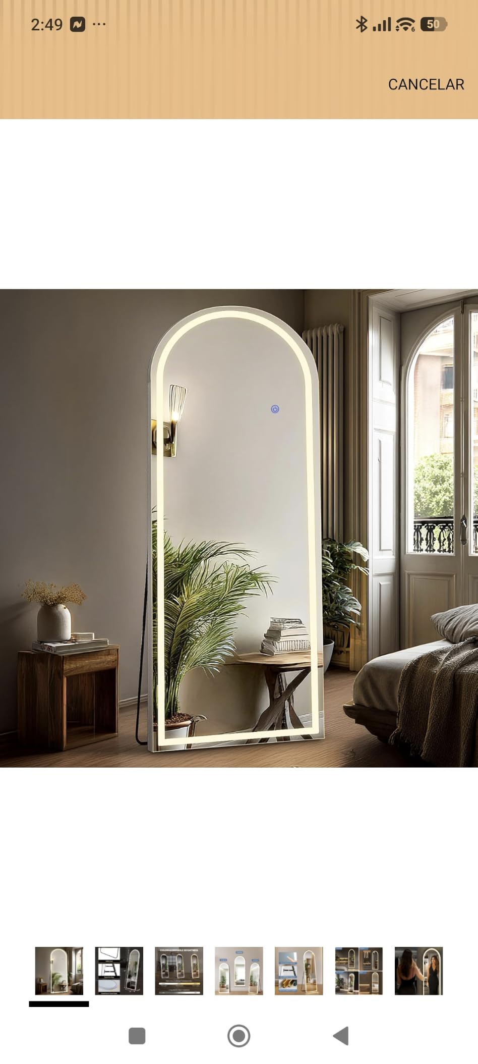 DUMOS Arched Full Length Mirror Lighted, 20