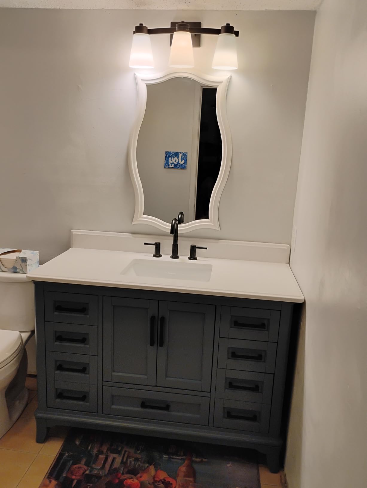 48 Inch Bathroom Vanity with Sink, Farmhouse Bathroom Vanity Set with Quartz Countertop, Painted Bathroom Storage Cabinet with Soft Closing Doors & Dovetail Pine Drawers, White customer photo 1