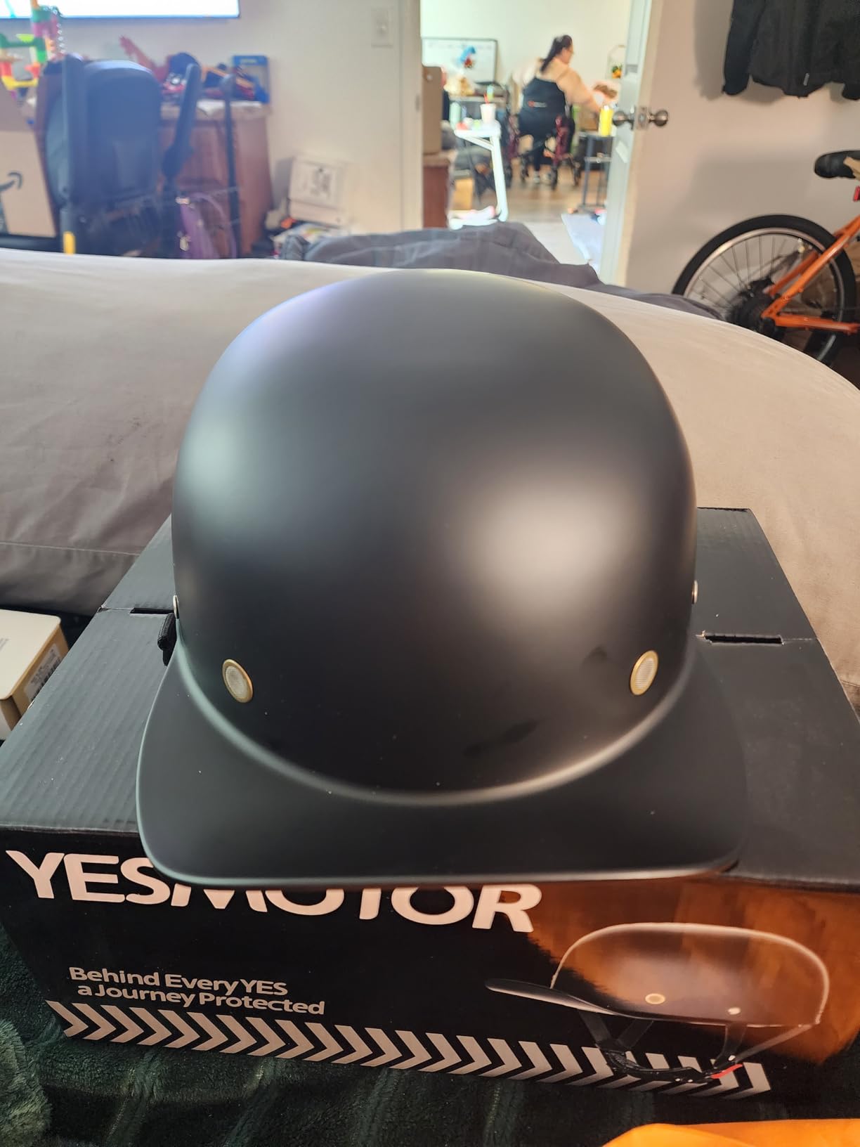 Yesmotor Motorcycle Half Helmet Baseball Cap-DOT Approved customer photo 2