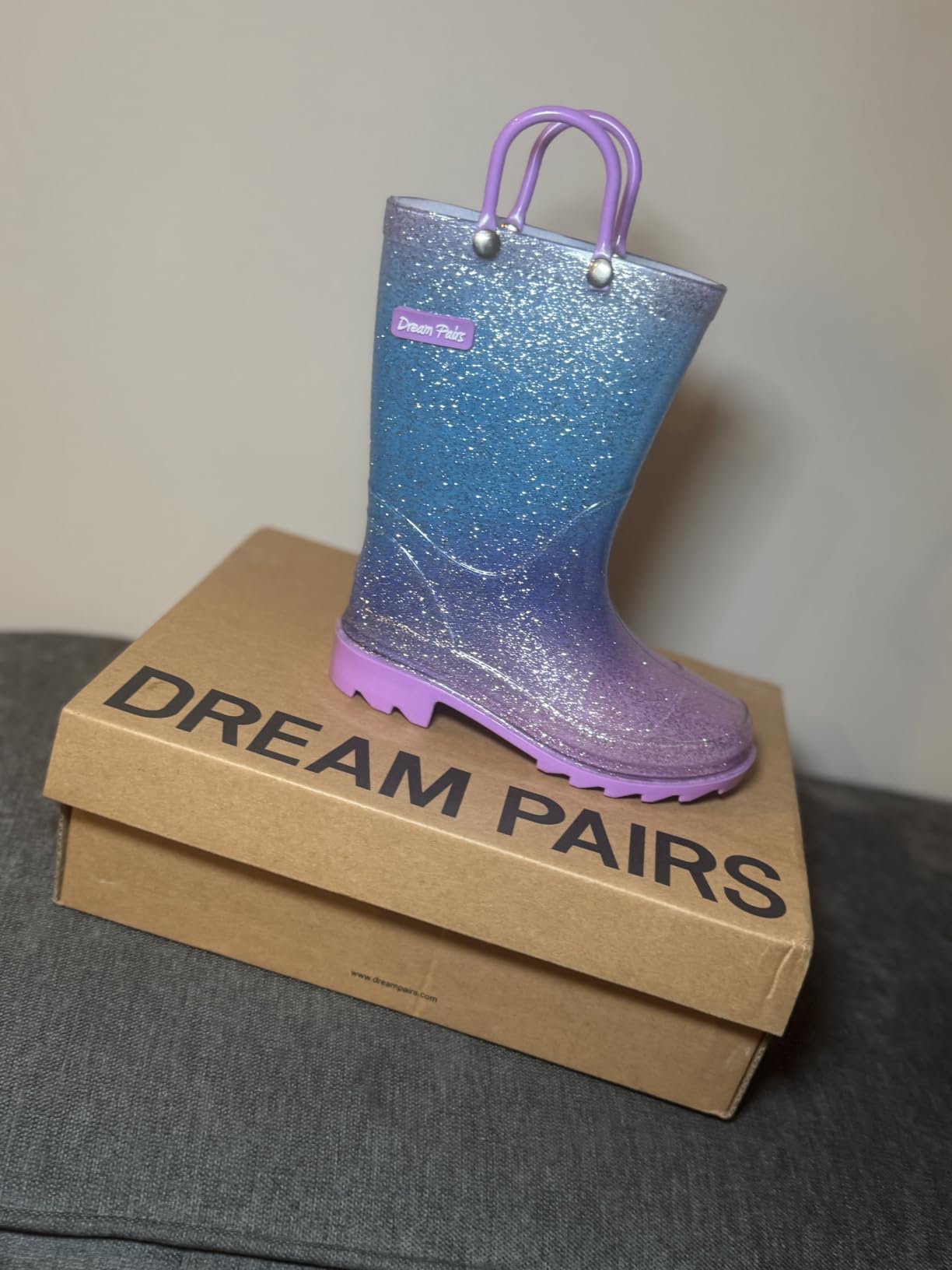 DREAM PAIRS Kids Glitter Rain Boots customer photo 2