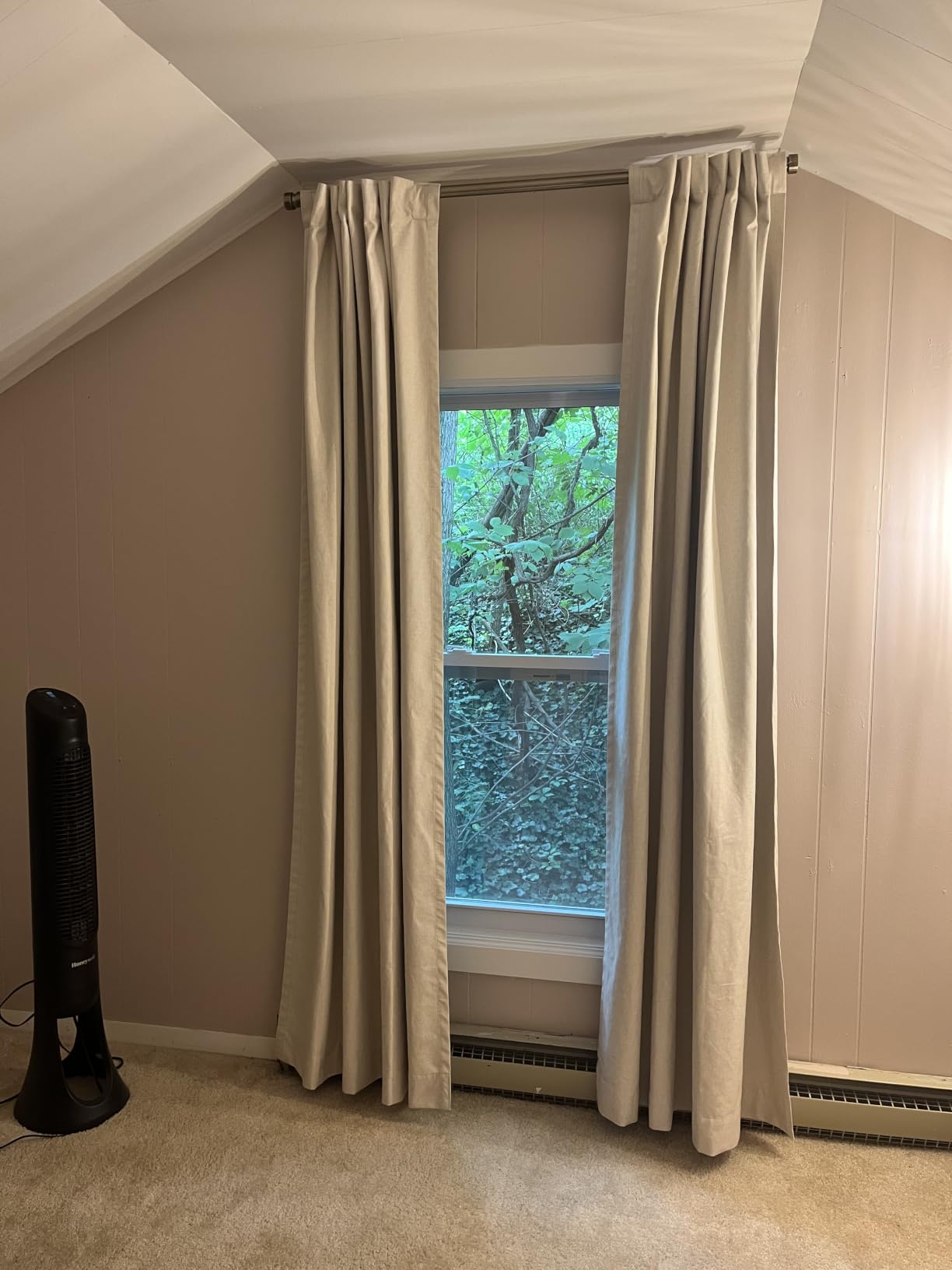 Linen Textured Total Blackout Sliding Door Curtains 84 Inches Long, Cream customer photo 2