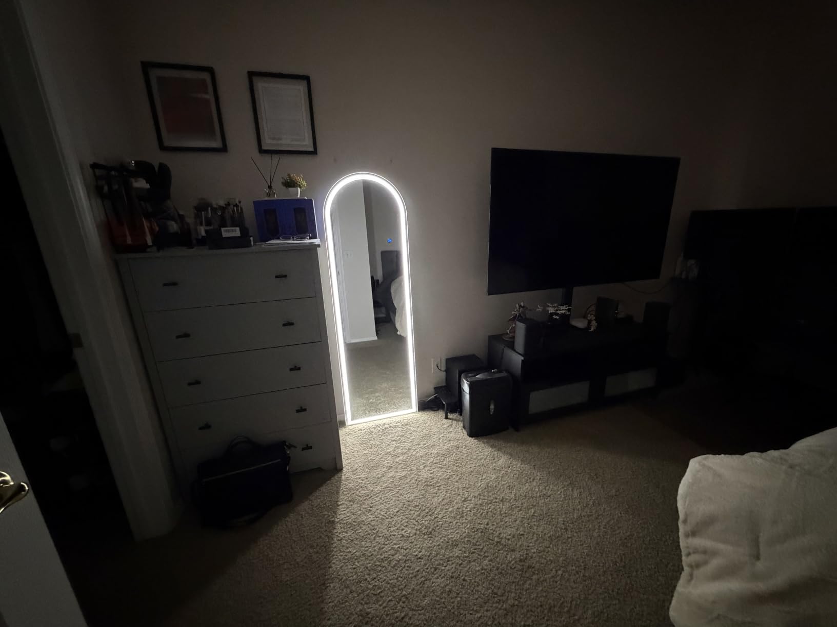 Sweetcrispy LED Arched Full Length Mirror, 63